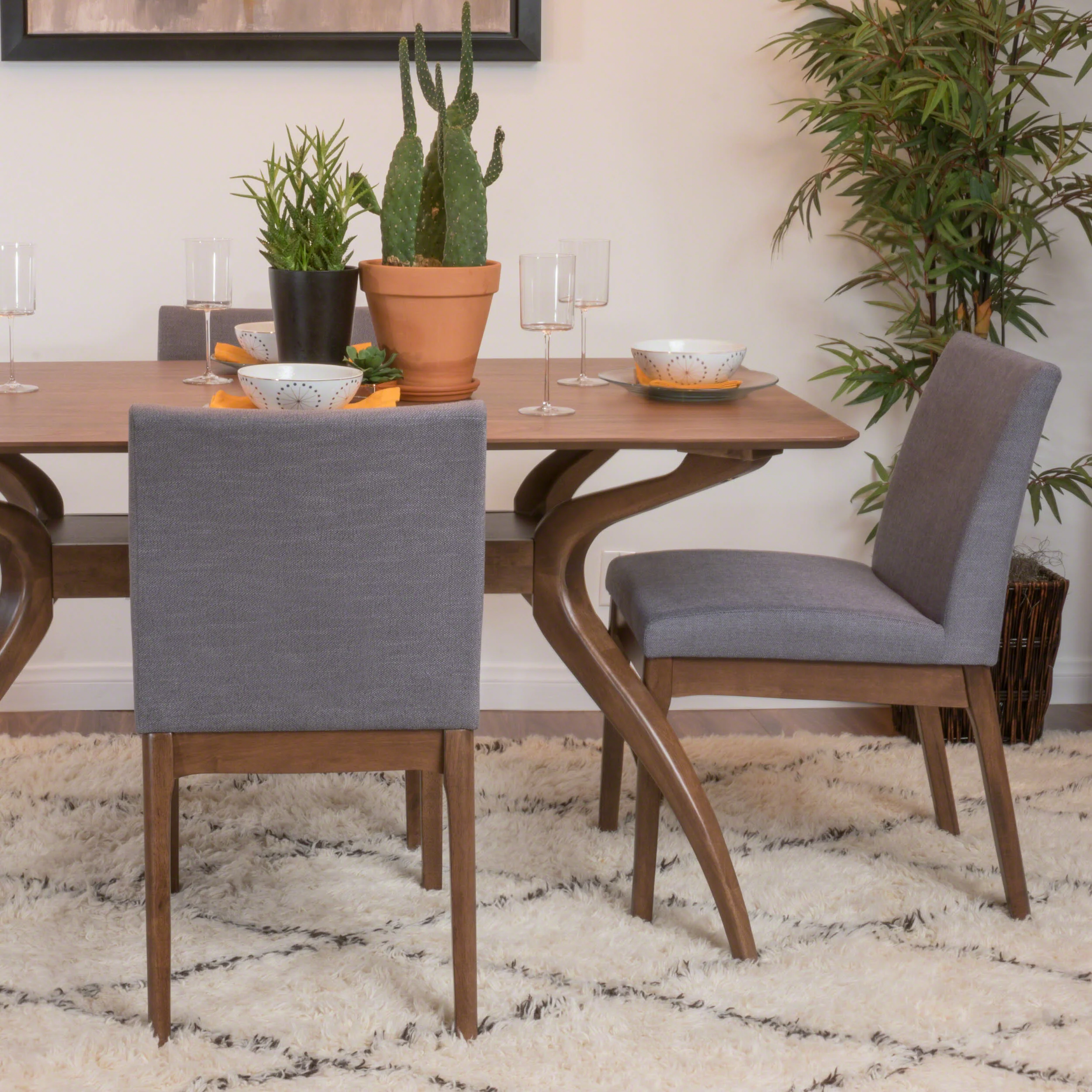 Leona Fabric & Wood Finish Dining Chair (Set of 2) - furnishings