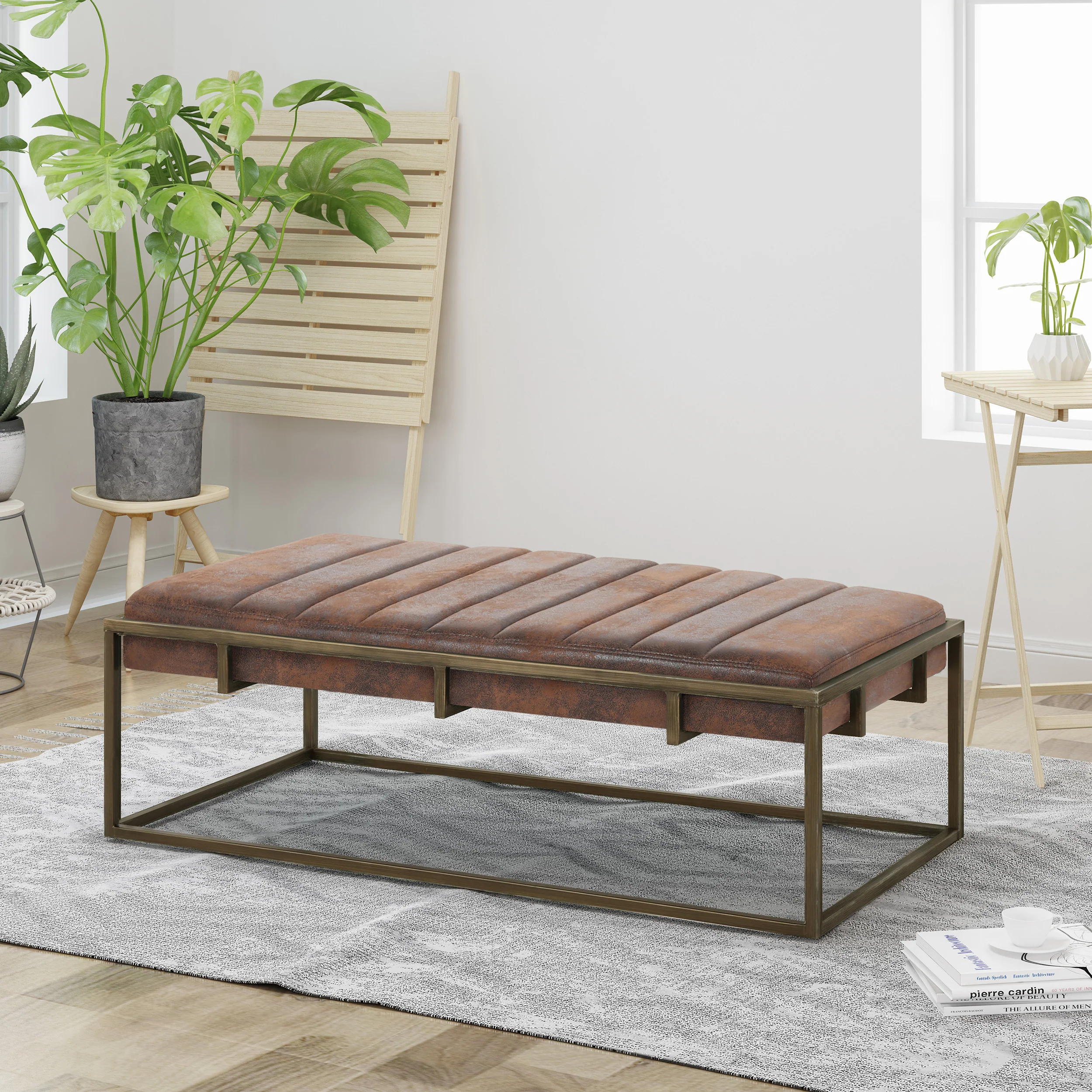 Vassy Modern Microfiber Ottoman Bench - furnishings