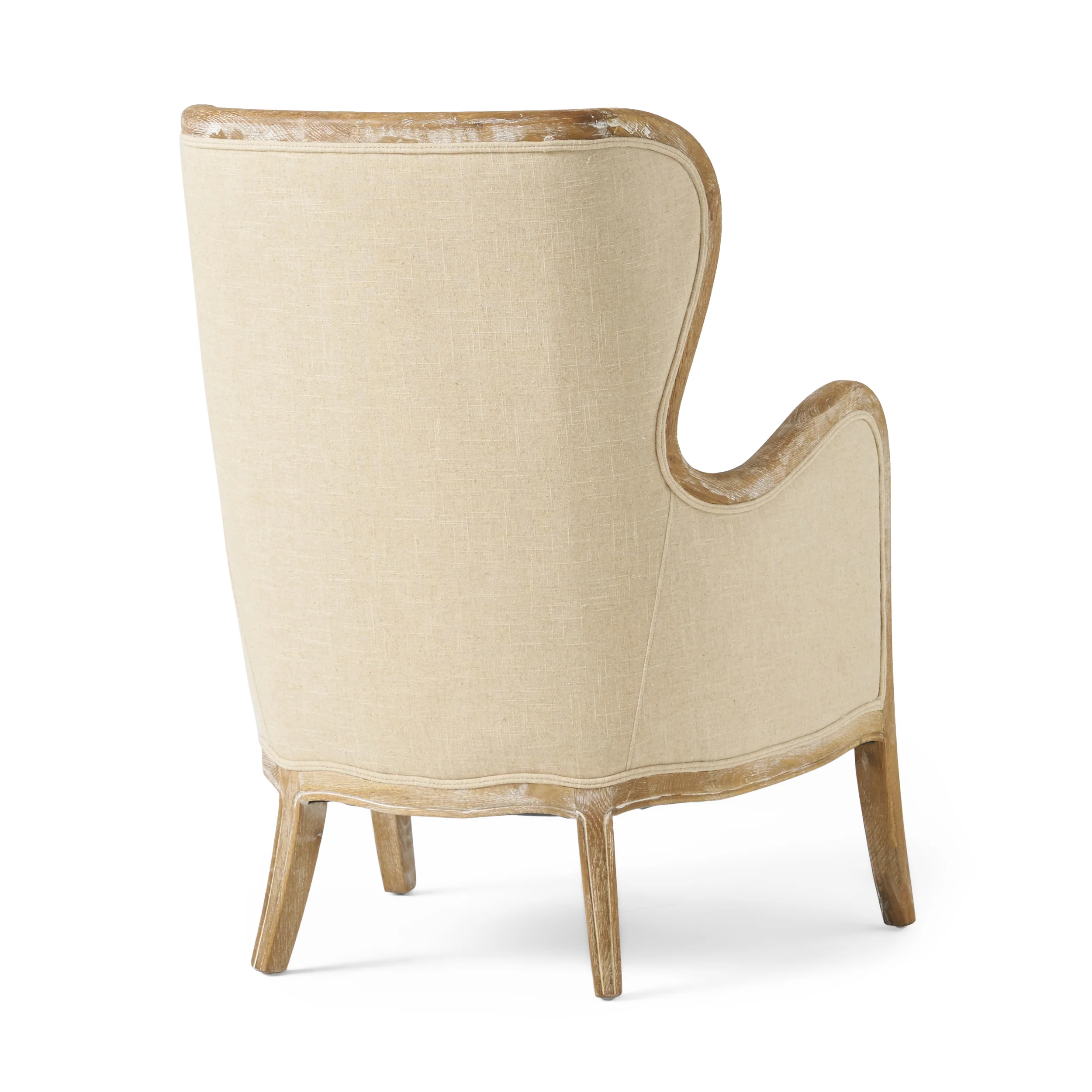Milton Beige Fabric Wing Chair - furnishings