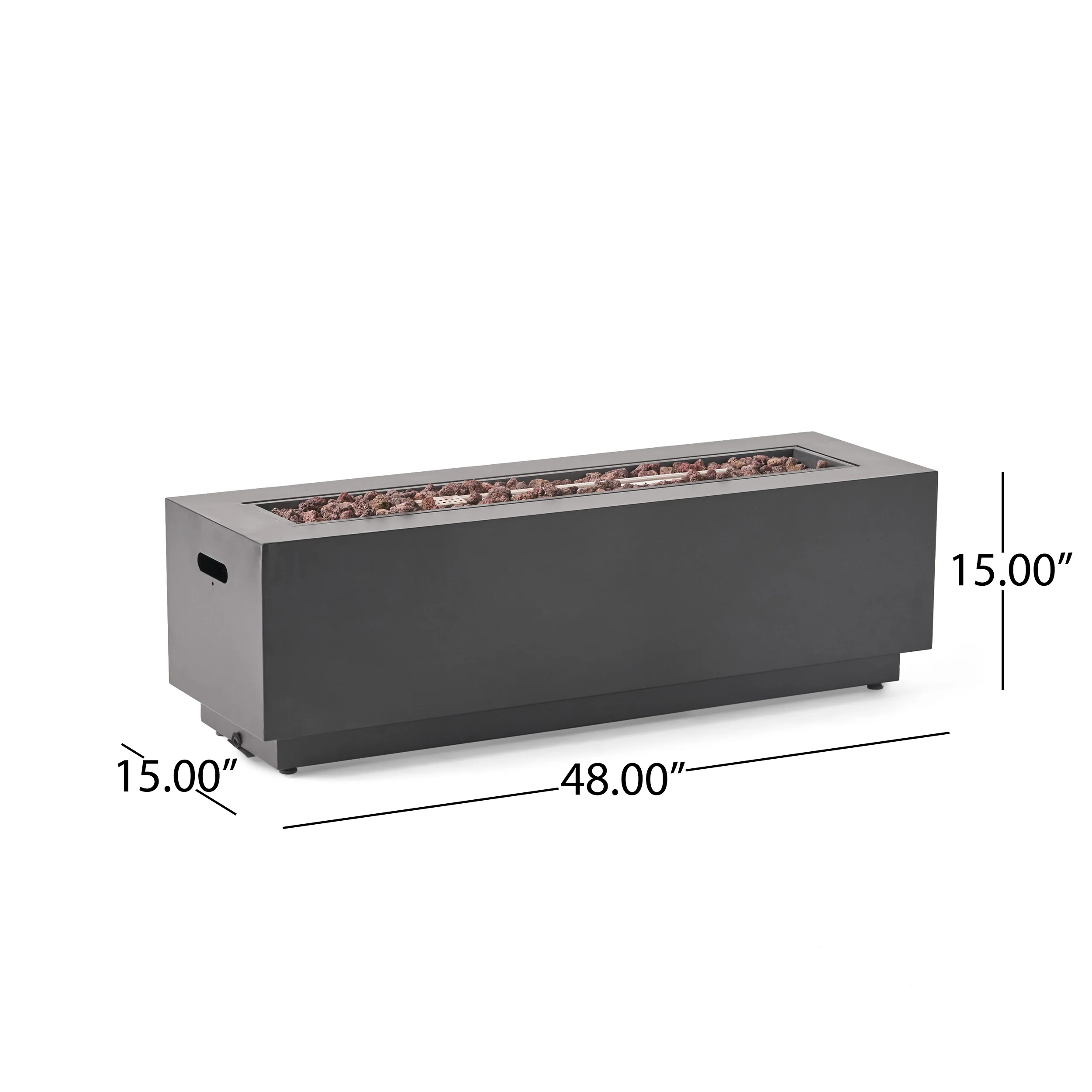 Jasmine Outdoor 50,000 BTU Rectangular Fire Pit (No Tank Holder) - furnishings