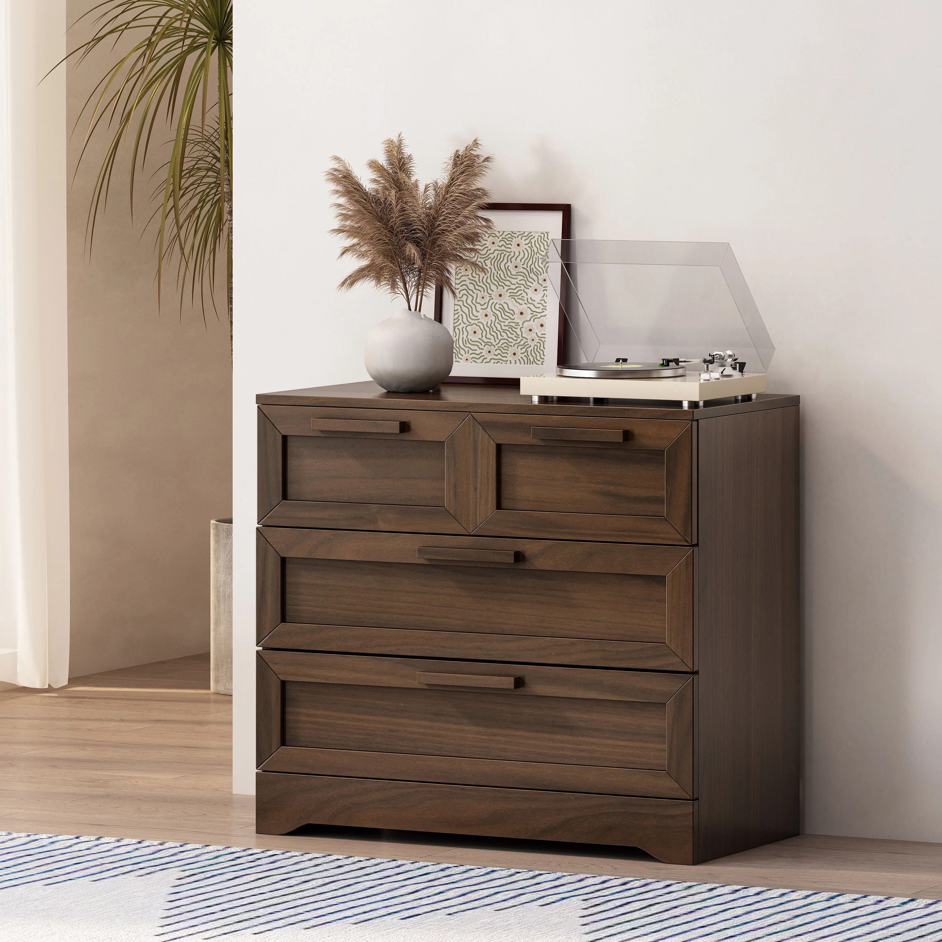 Broxon Rustic Wide 4 Drawer Dresser - furnishings