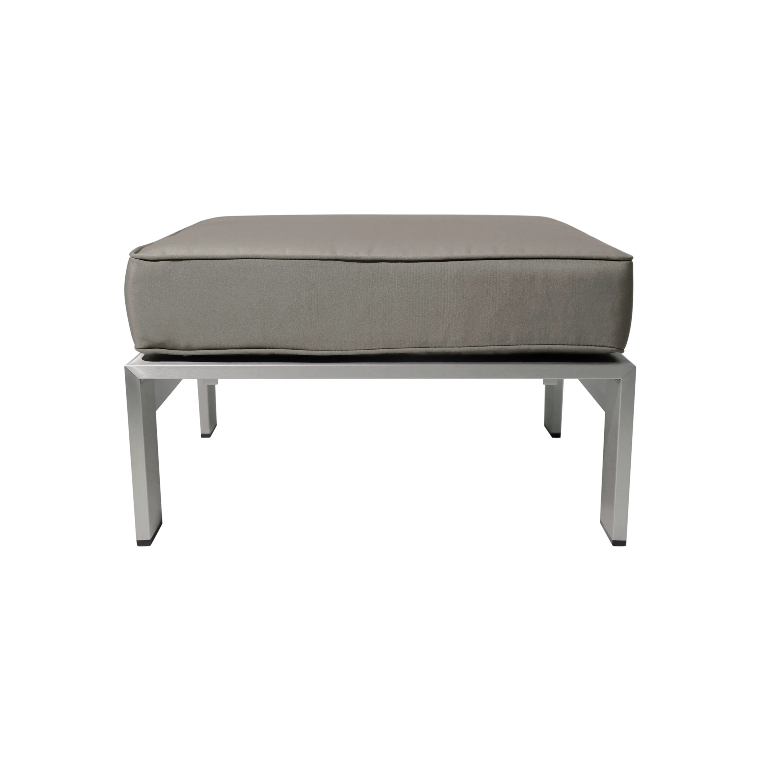 Aya Coral Cushioned Auminum Ottoman, Silver and Gray - furnishings