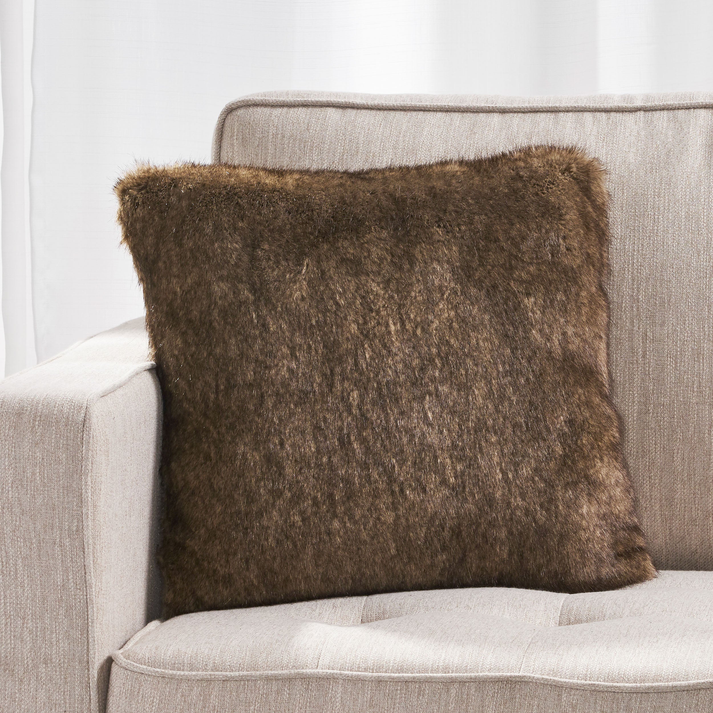 Ellison Modern Glam Faux Fur Throw Pillow - furnishings