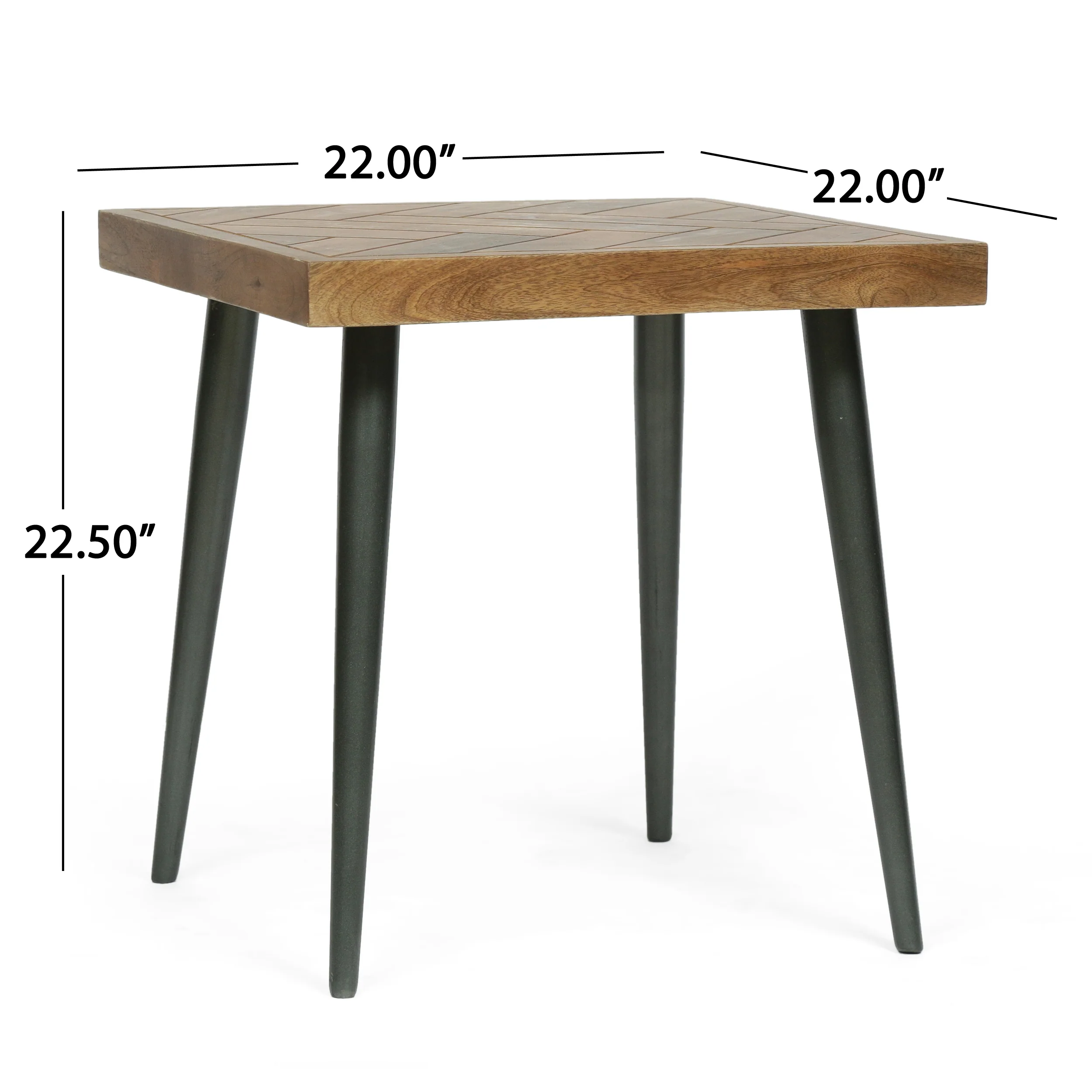 Tilton Boho Handcrafted Mango Wood Parquet Side Table, Natural Honey and Gray - furnishings