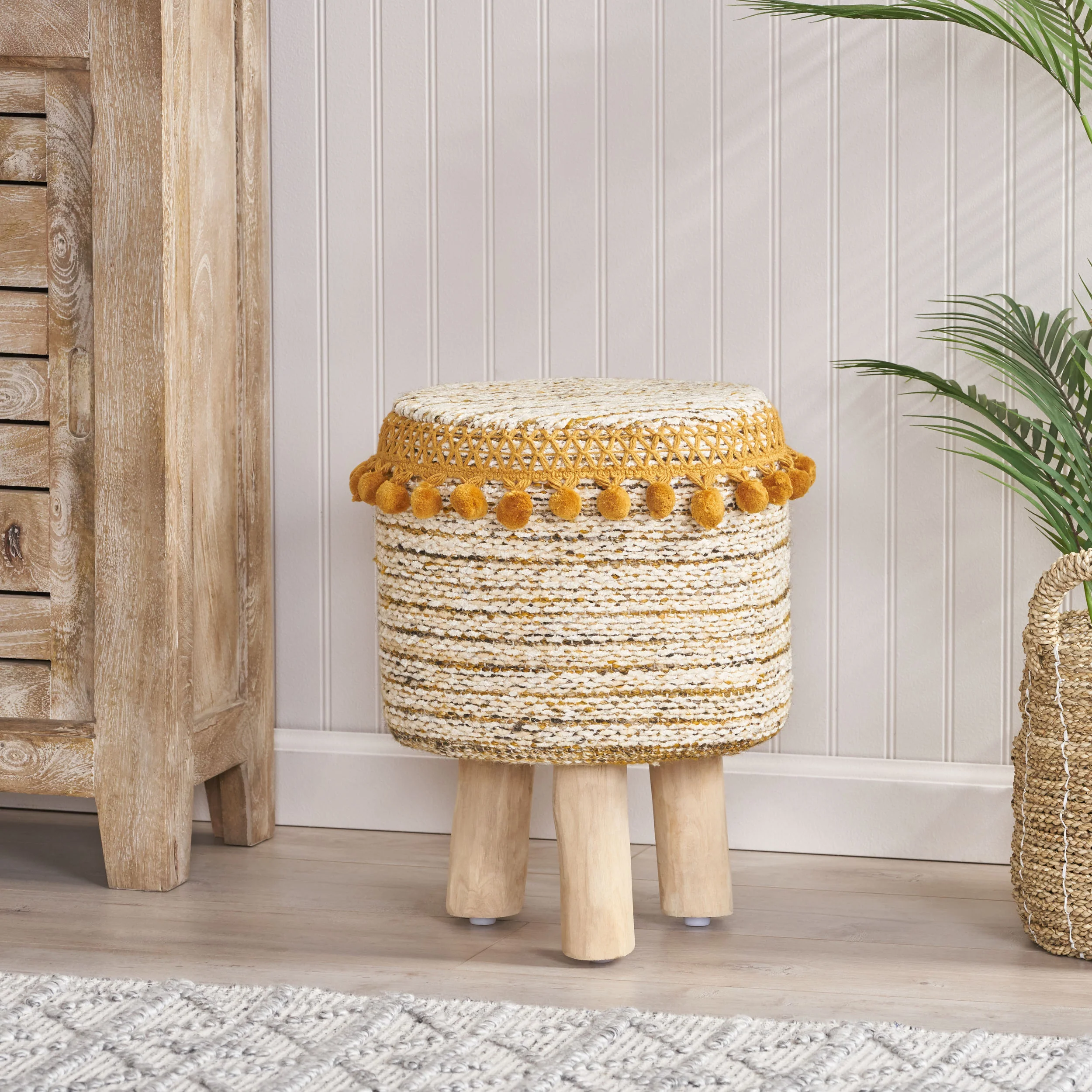Roemello Handcrafted Boho Fabric Stool - furnishings