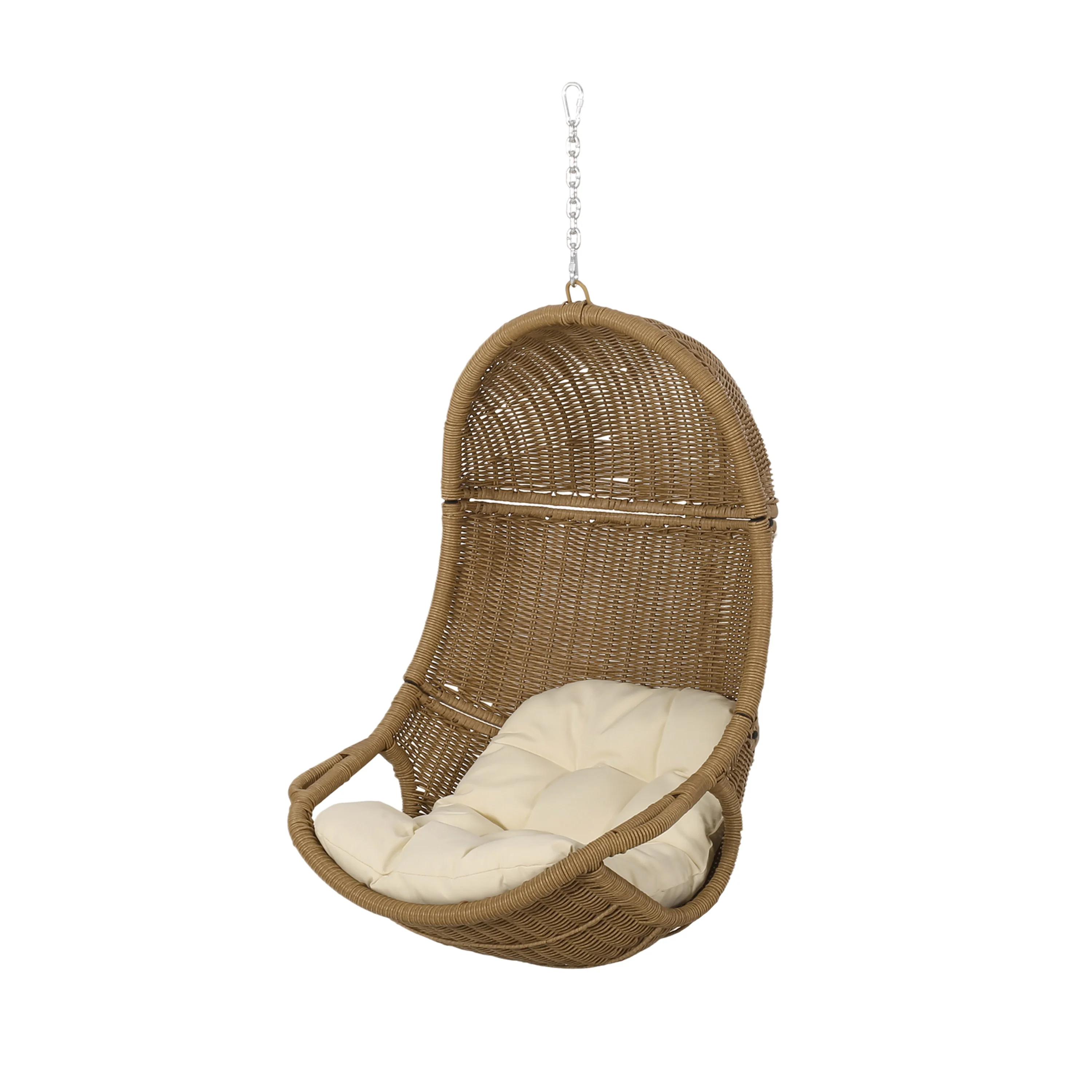 Yukon Outdoor Wicker Hanging Basket Chair with Cushions - furnishings