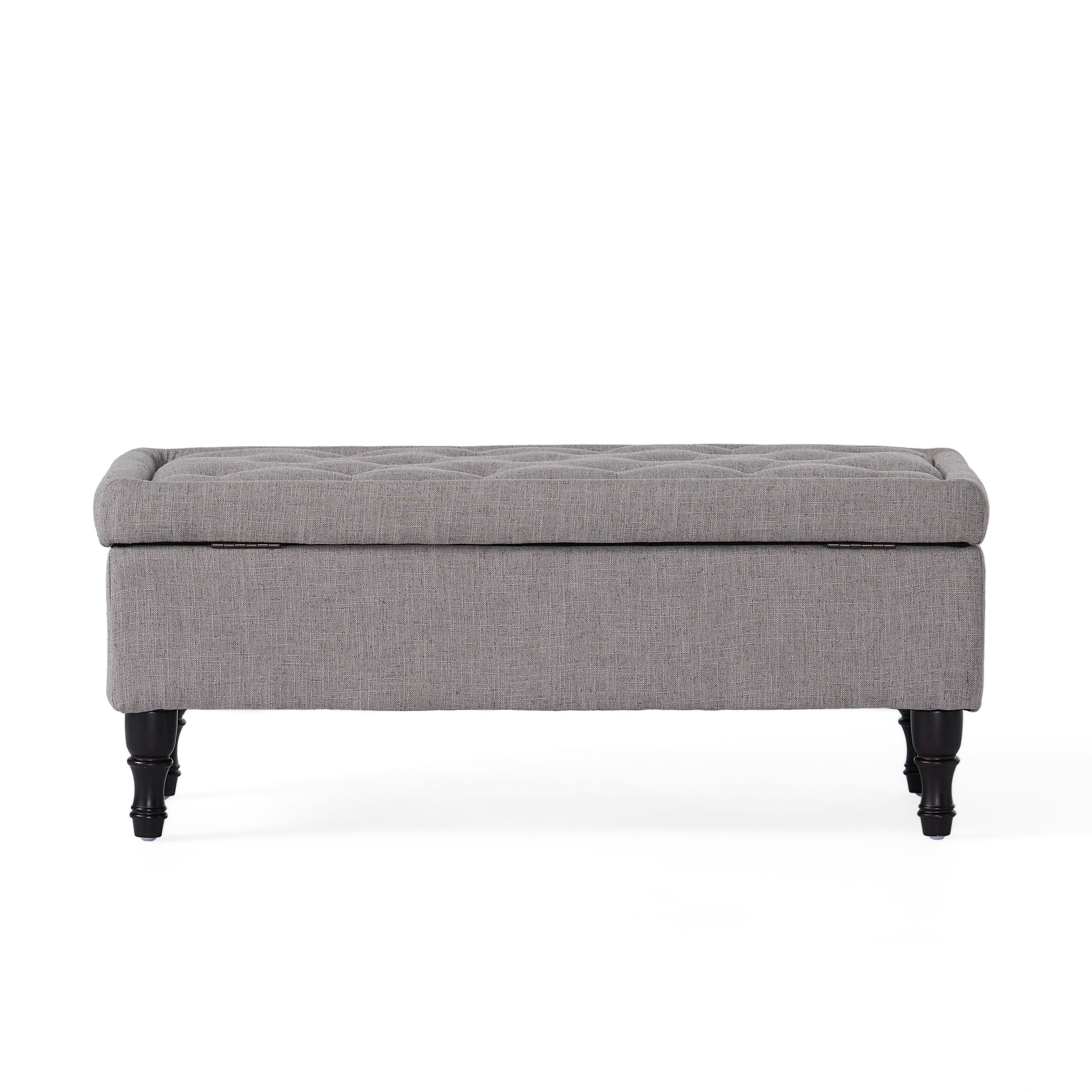 Logan Grey Fabric Storage Ottoman Bench - furnishings