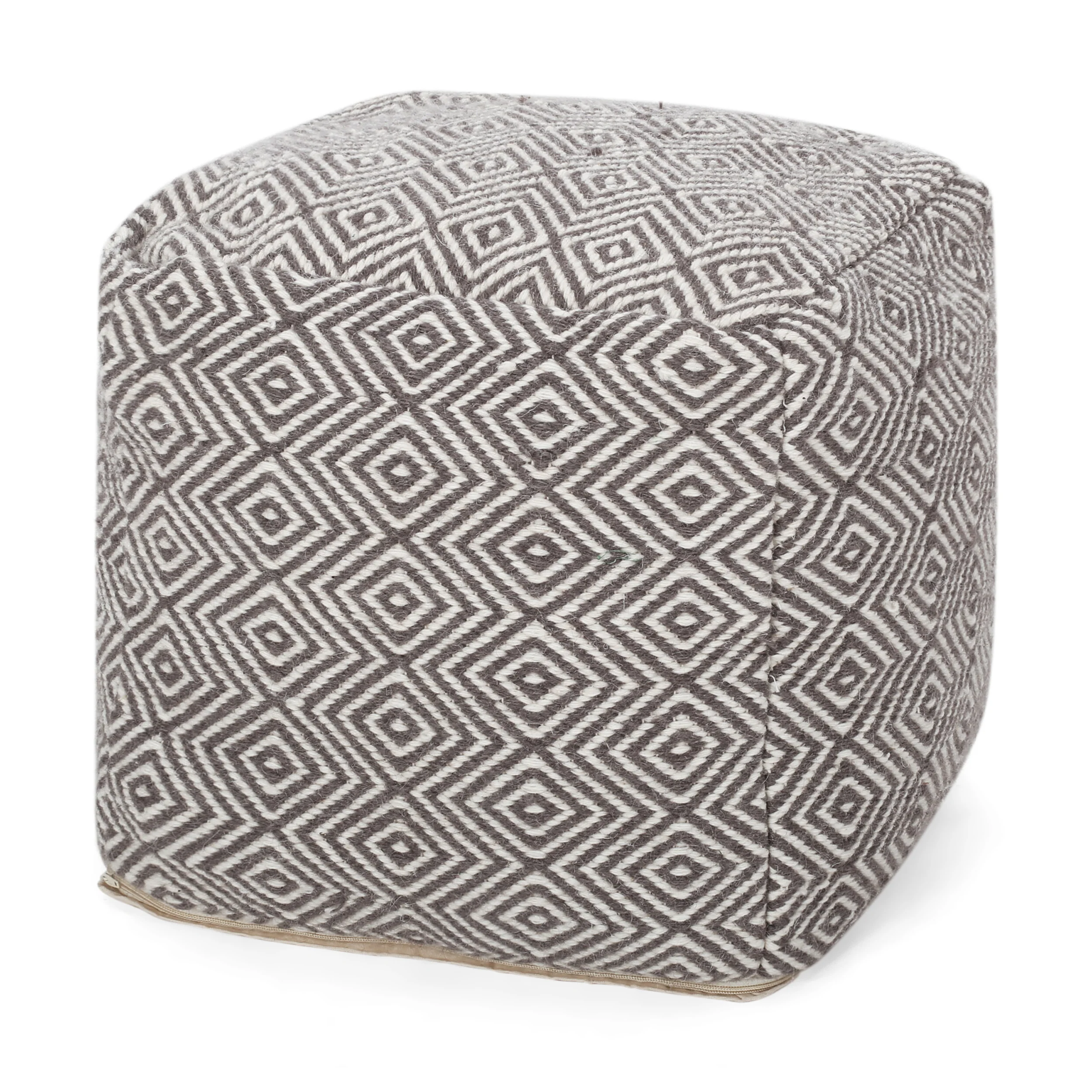 Banu Hand Loomed Boho Fabric Cube Pouf - furnishings