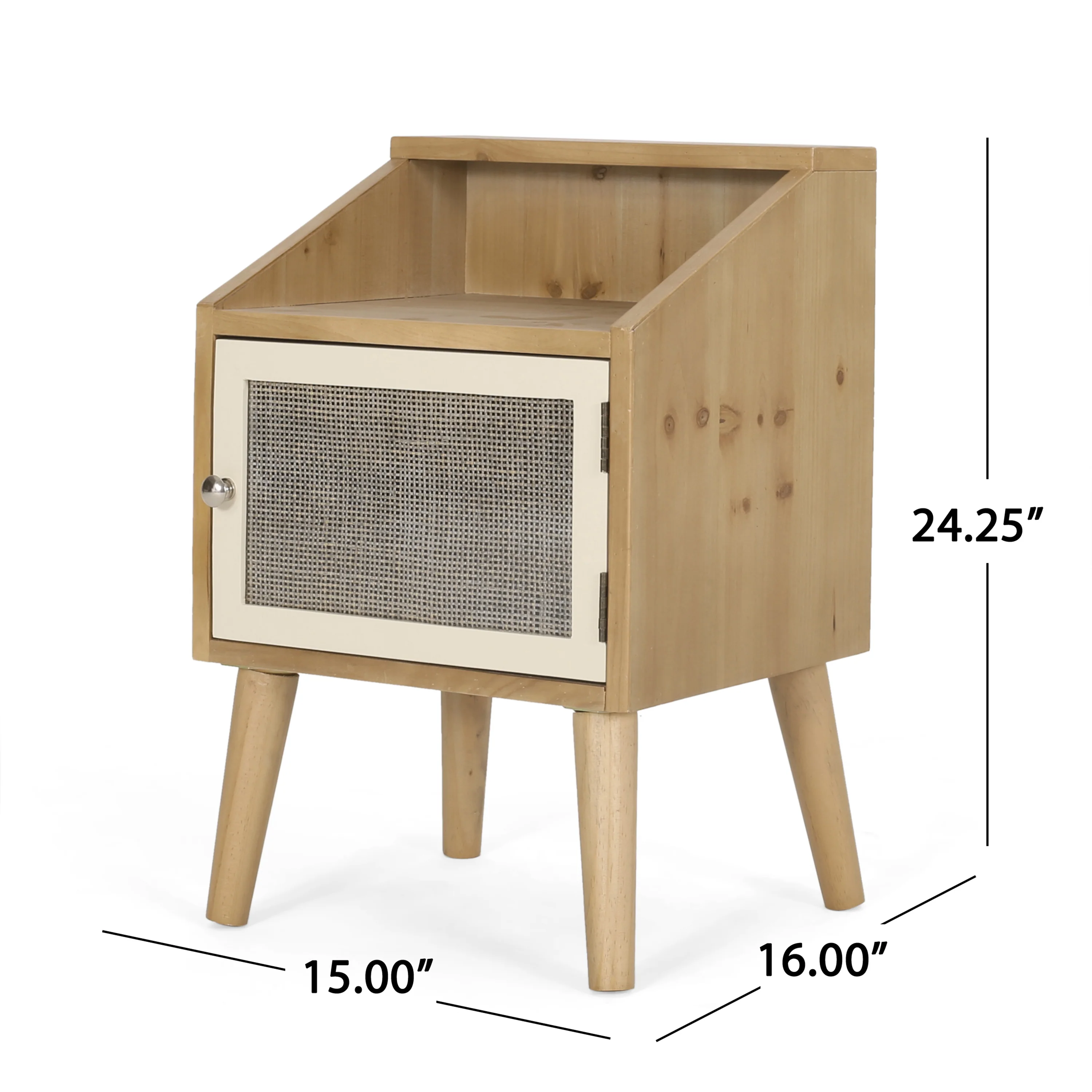 Barrere Contemporary End Table with Hutch, Natural and White - furnishings