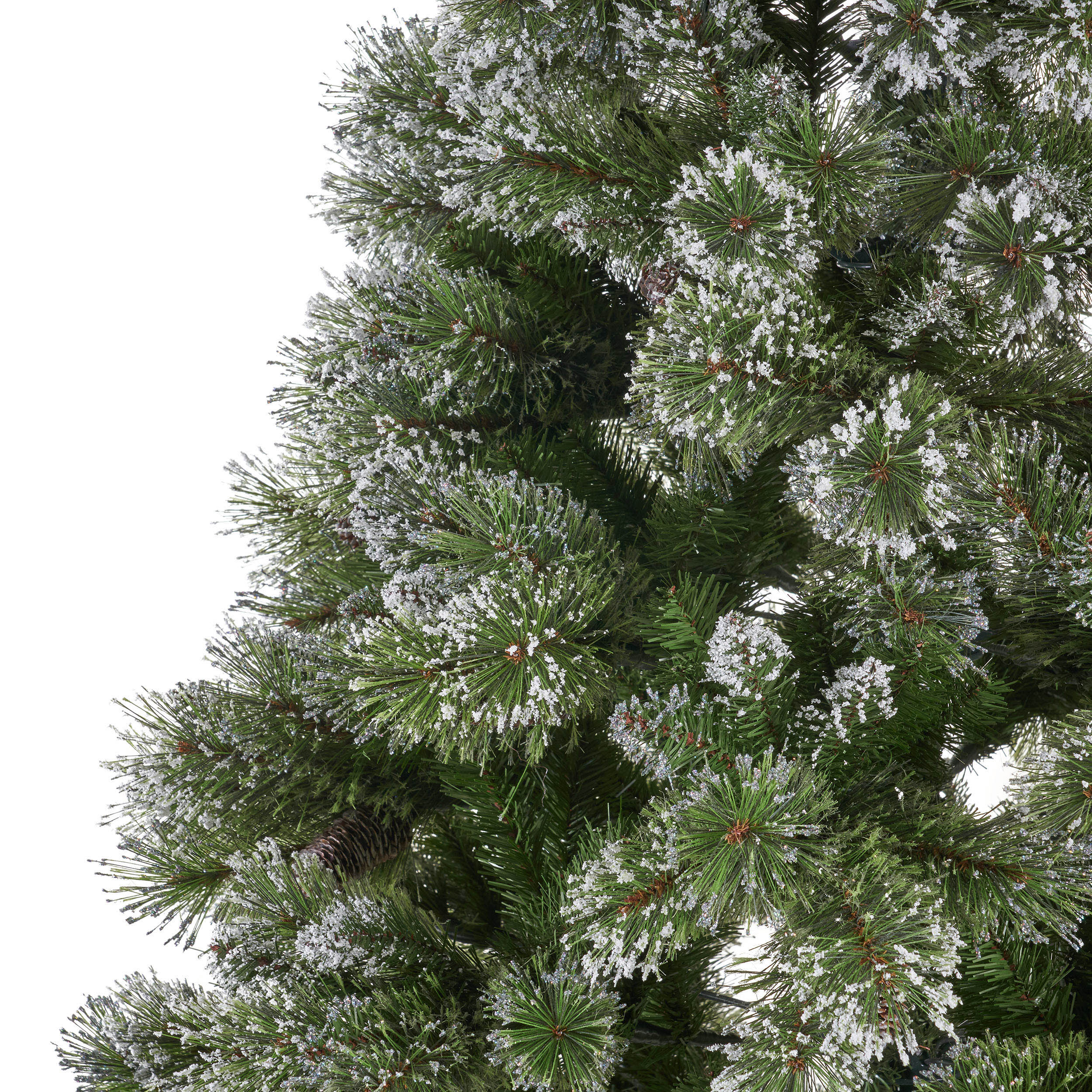 7-foot Cashmere Pine and Mixed Needles Hinged Artificial Christmas Tree with Snow and Glitter Branches and Frosted Pinecones - furnishings