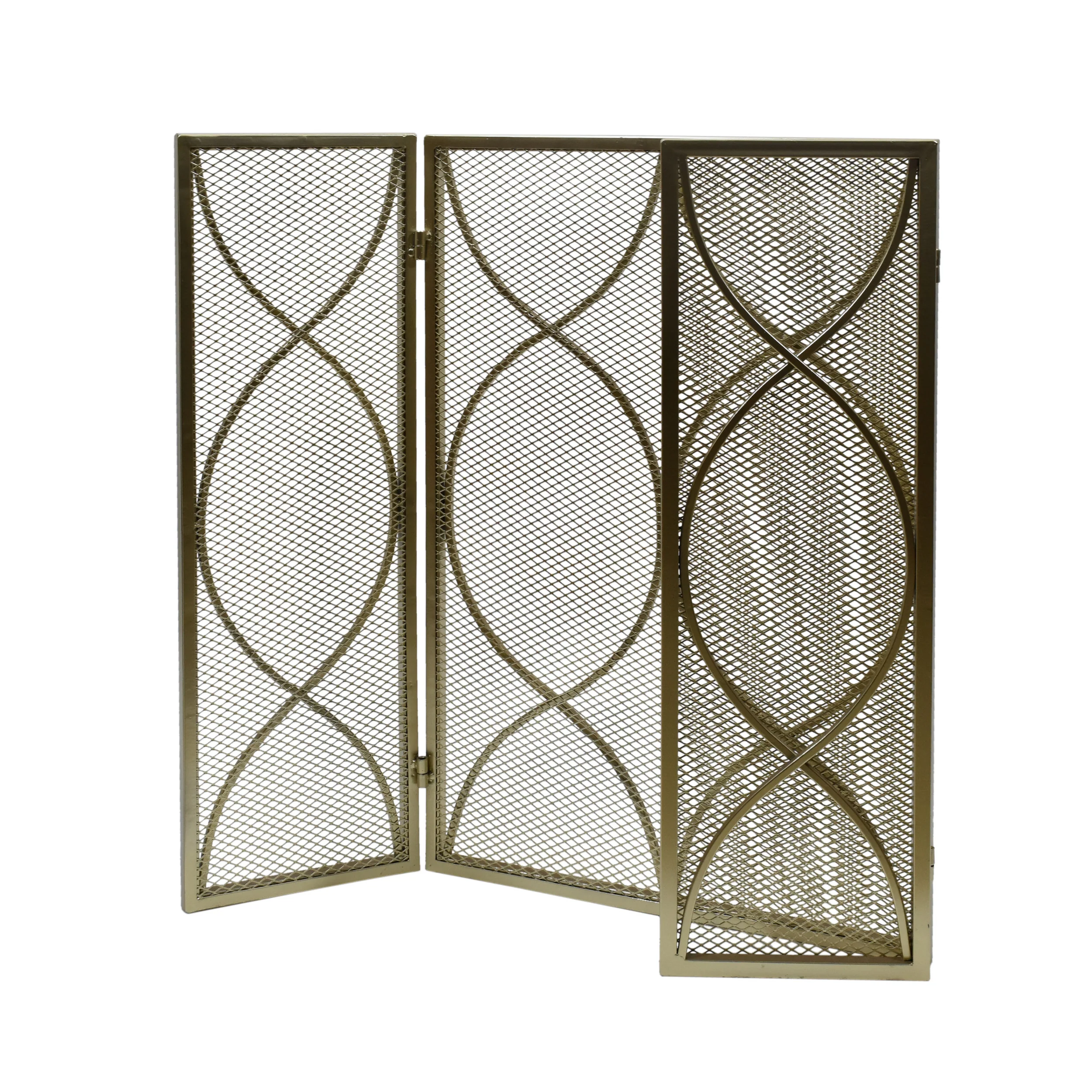 Laylah Modern Three Panel Iron Firescreen - furnishings