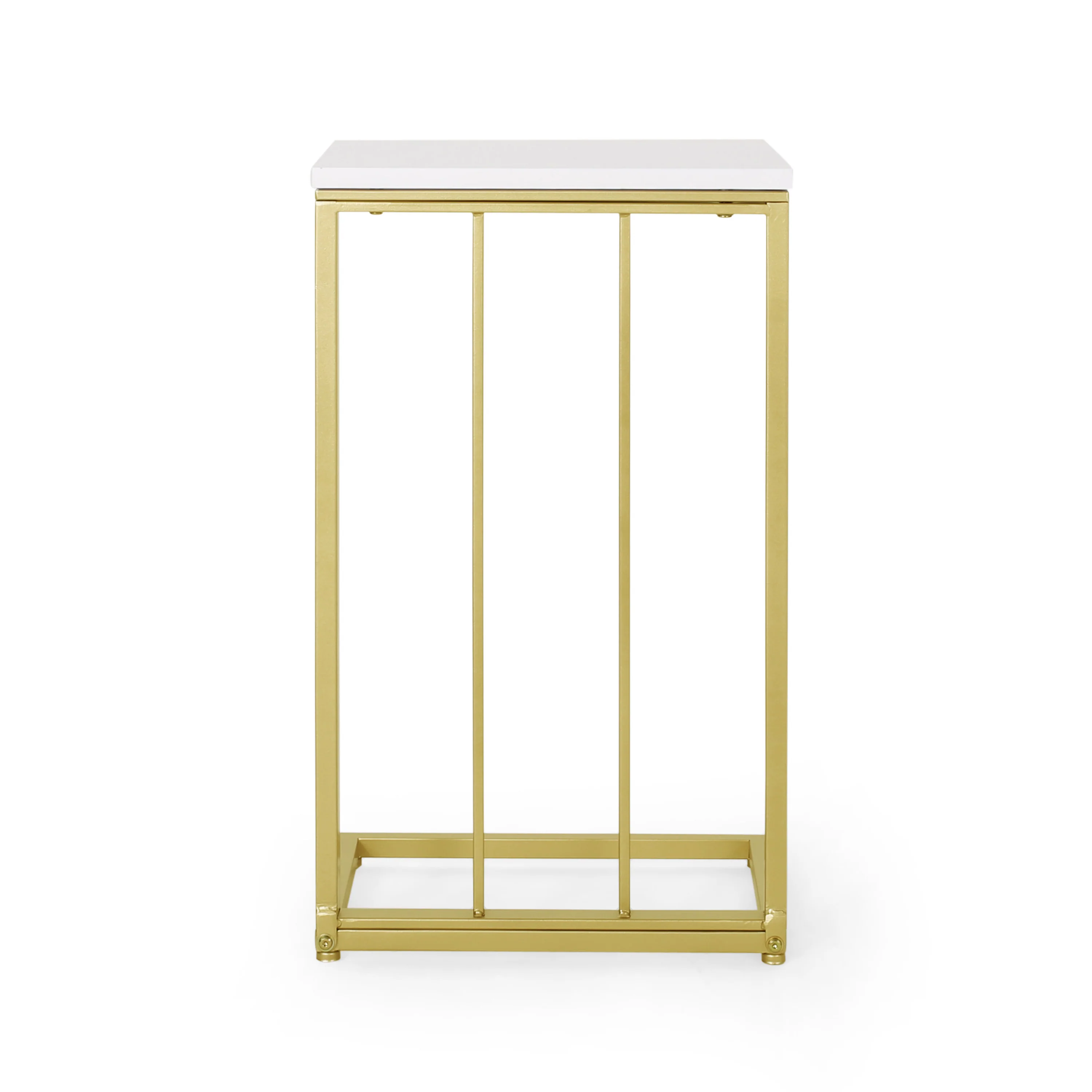 Baywinds Modern Glam C Side Table, Set of 2, White and Champagne Gold - furnishings