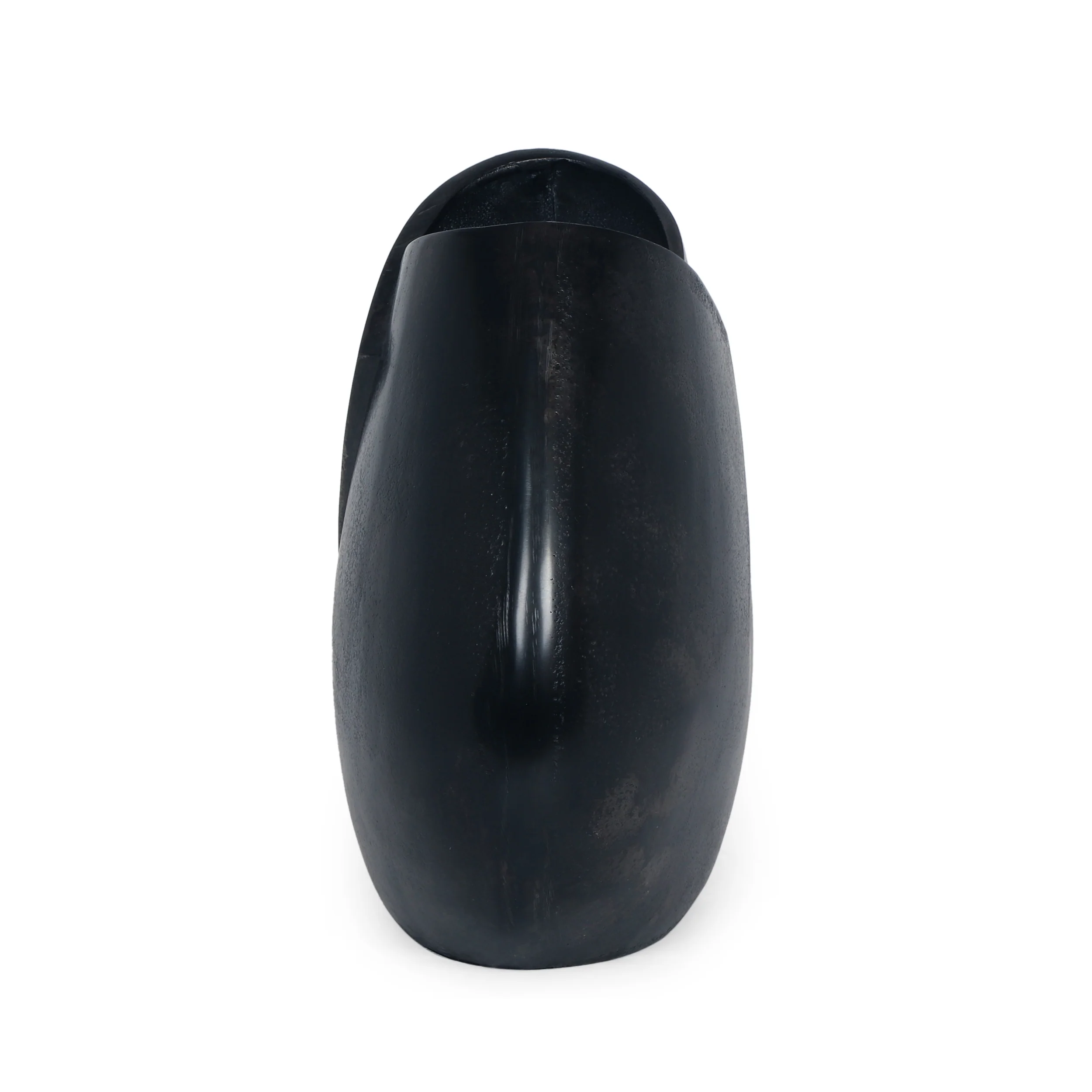 Morway Modern Handmade Aluminum Flat Vase, Charcoal - furnishings