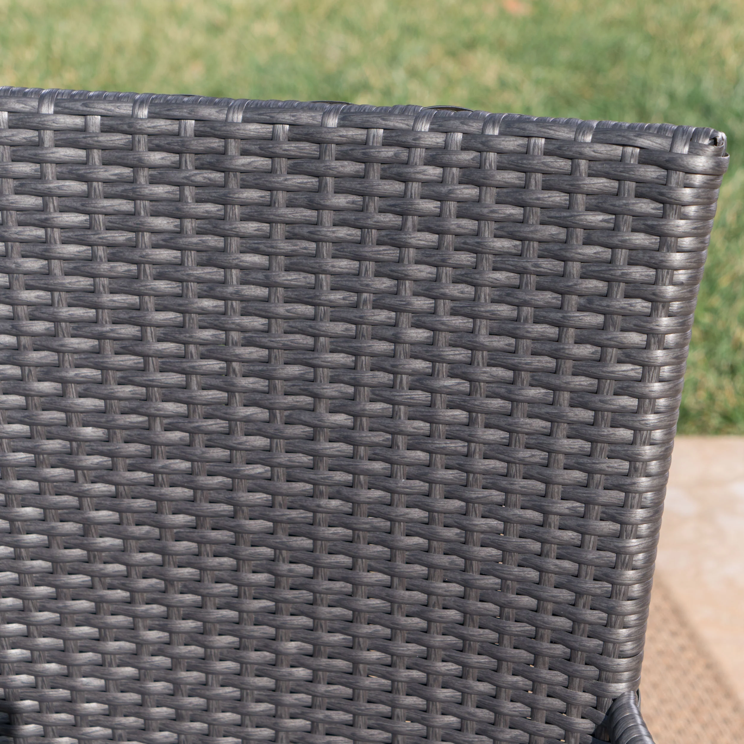 Blease Outdoor 7 Piece Stacking Gray Wicker and Concrete Dining Set - furnishings