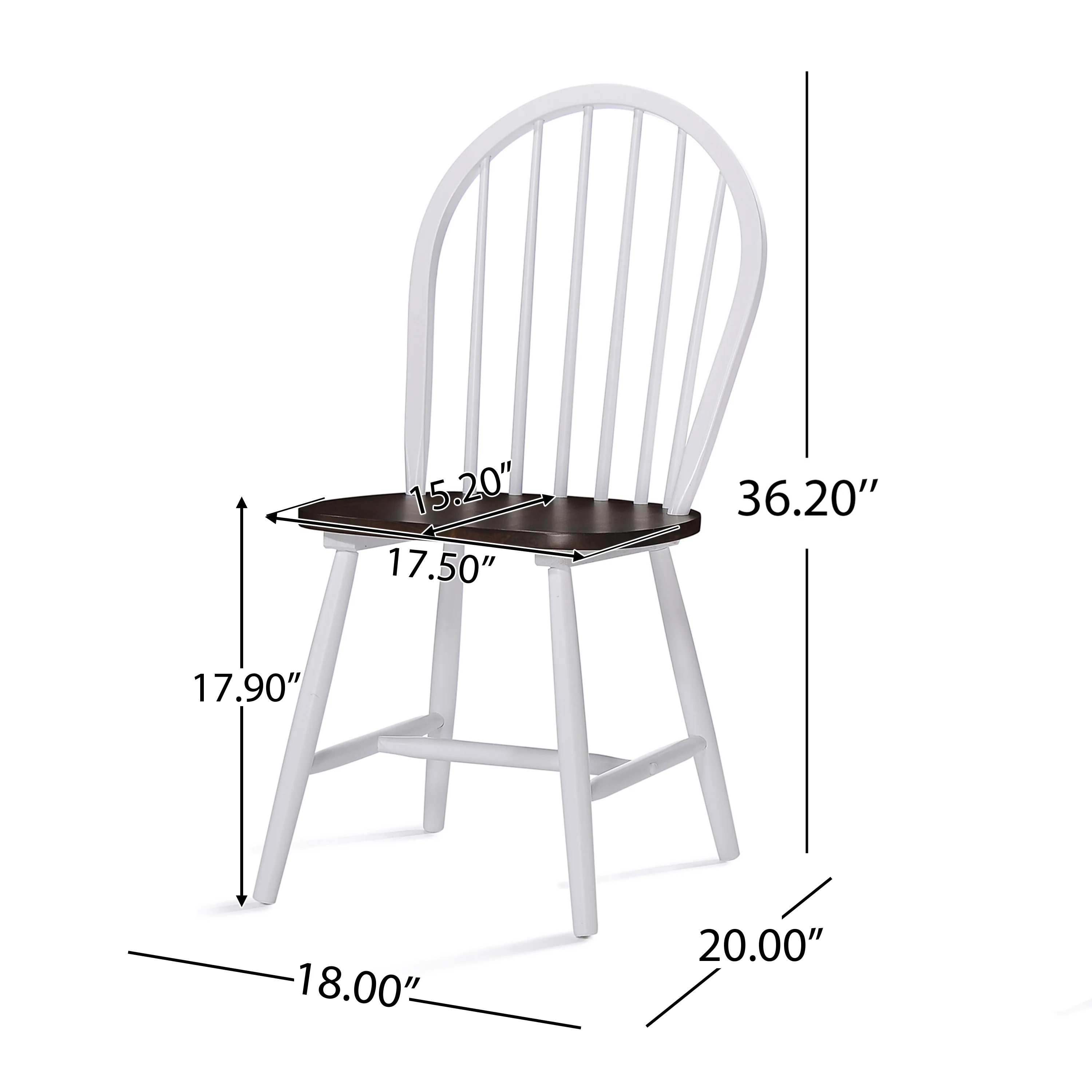 Crosby Farmhouse Cottage High Back Spindled Rubberwood Dining Chairs (Set of 2) - furnishings
