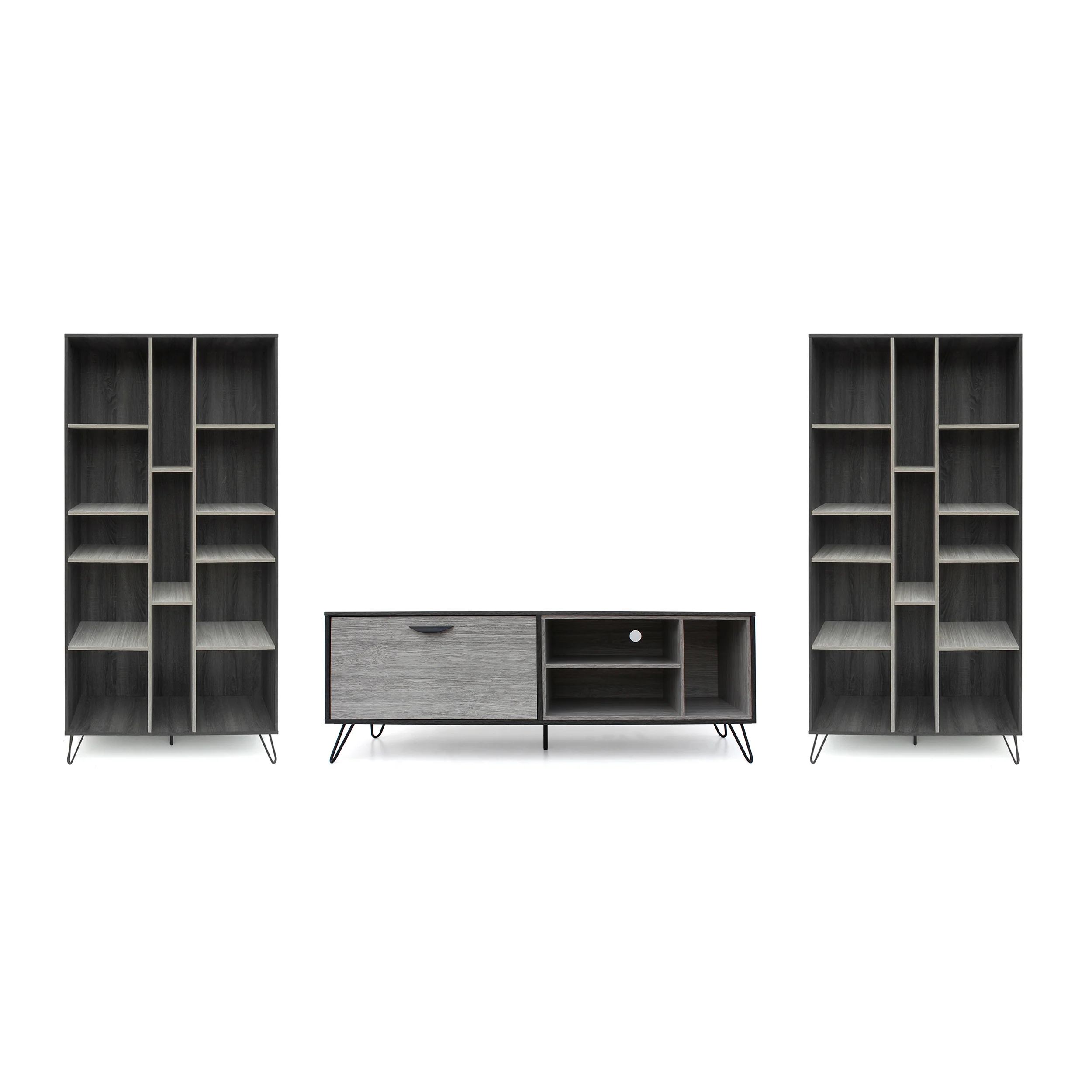 Dora Mid Century 3 Piece TV Stand & Bookcases Set - furnishings