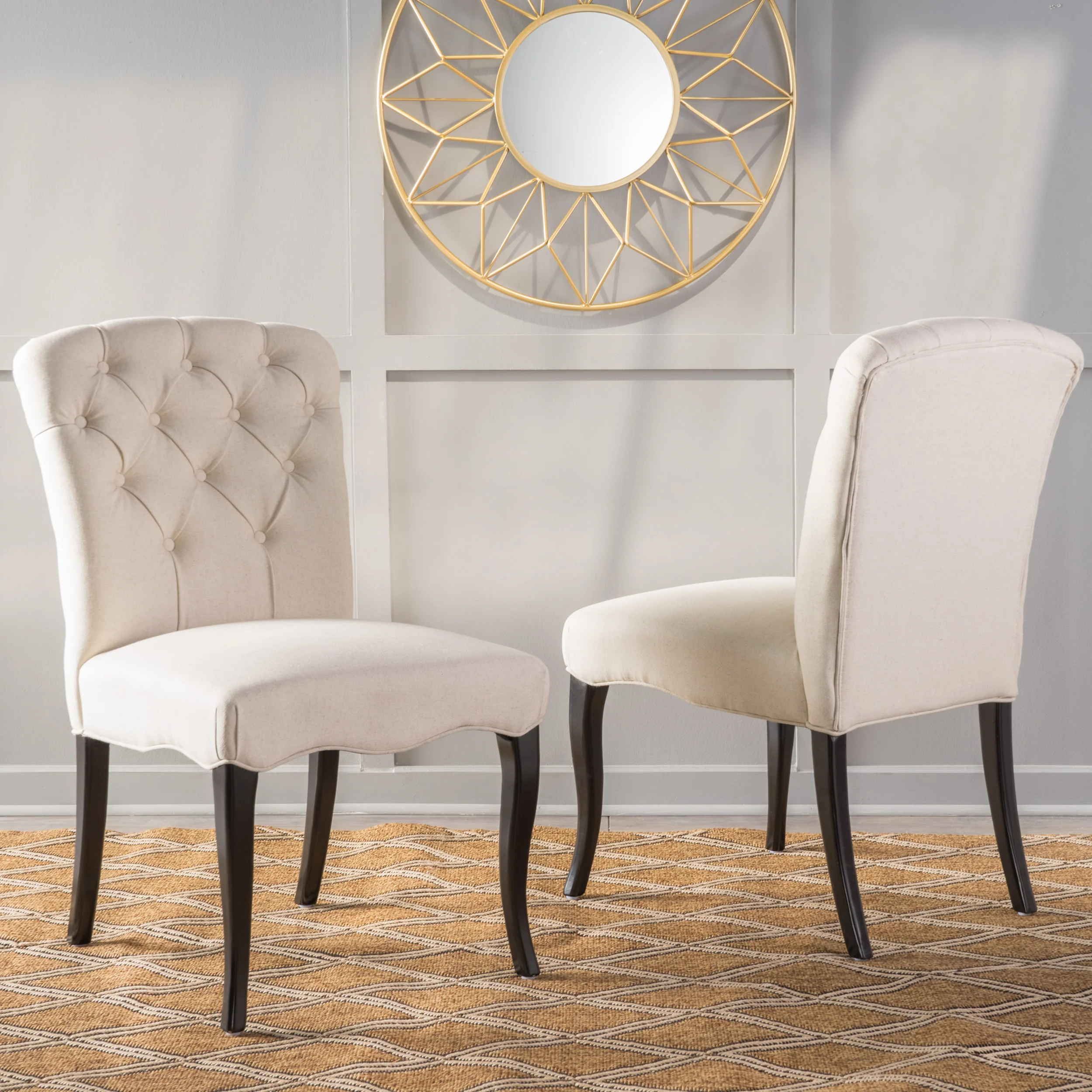 Hallie Traditional Tufted Armless Dining Chairs (Set of 2) - furnishings