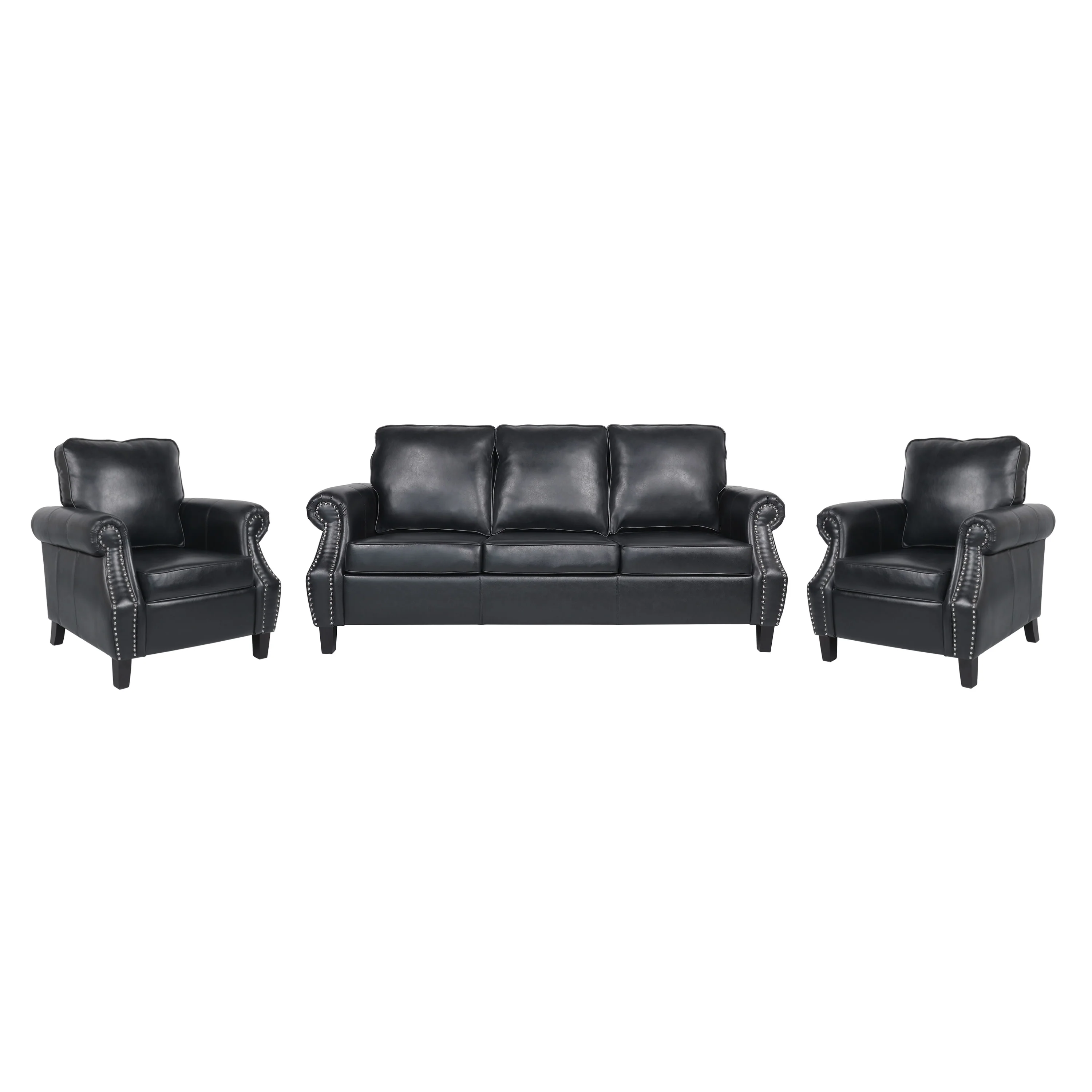 Burkehaven Contemporary Faux Leather 3 Piece Club Chair and Sofa Set - furnishings