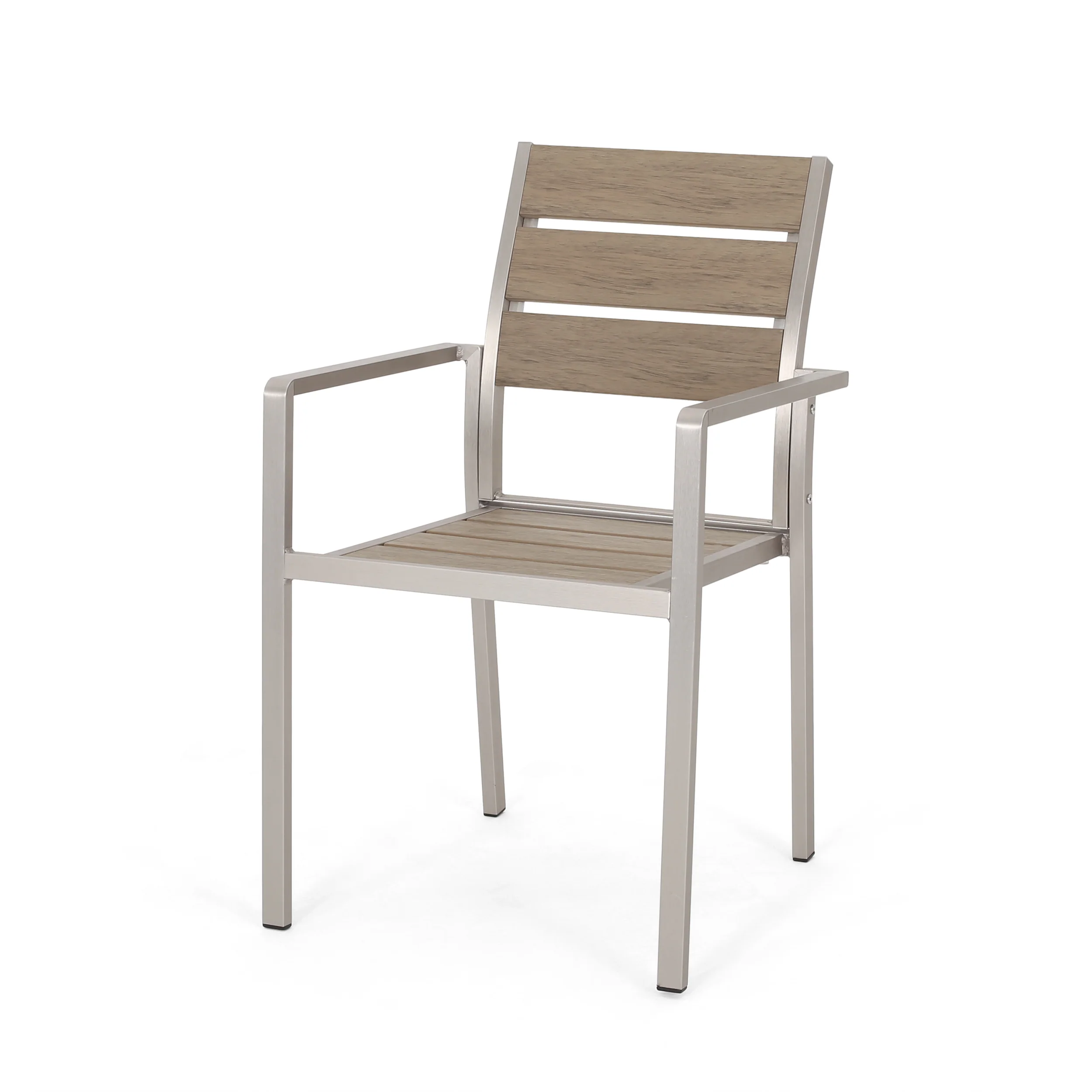 Cherie Outdoor Modern Aluminum and Faux Wood 6 Seater Dining Set - furnishings