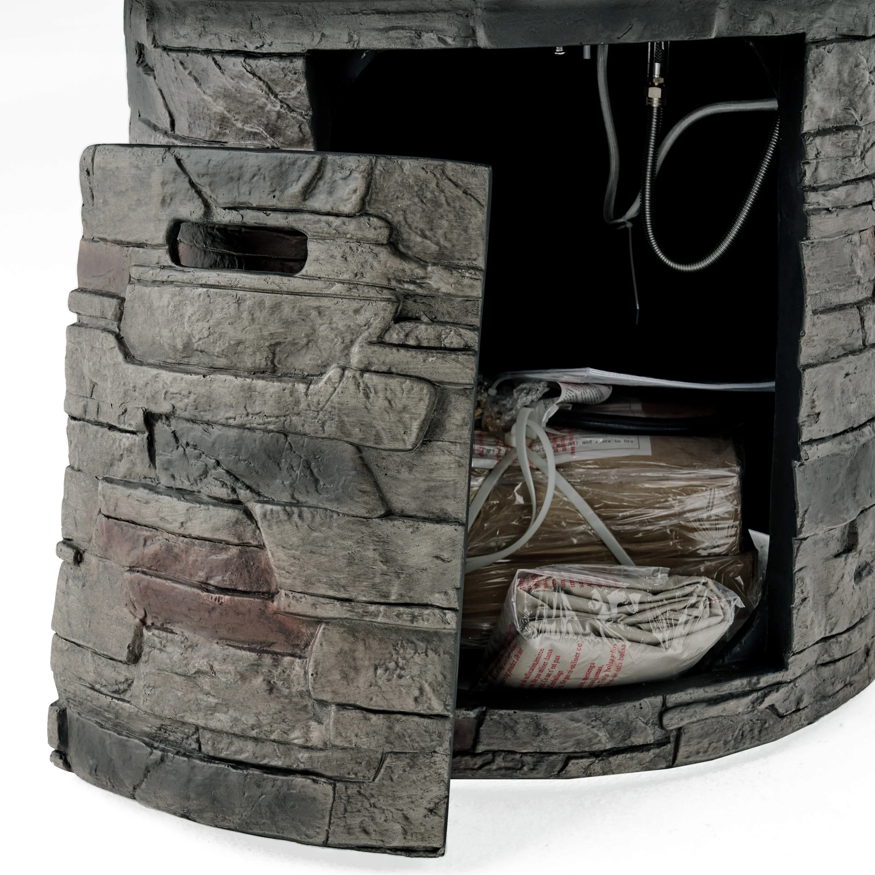 Blomgren 32-inch Stone Circular MGO Fire Pit With Grey Top - 40,000 BTU - furnishings