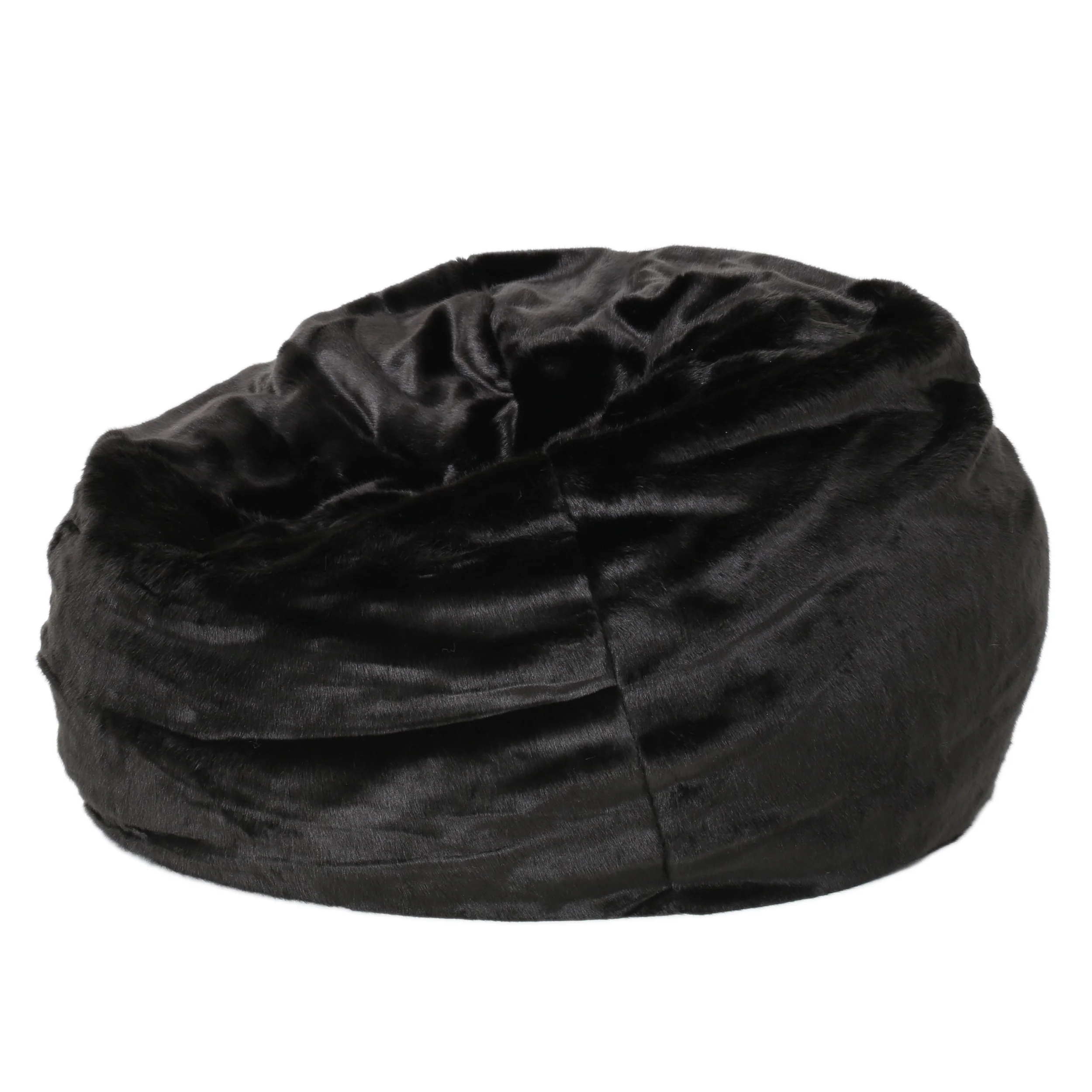 Malic Plush New Black Fur Fabric Bean Bag - furnishings