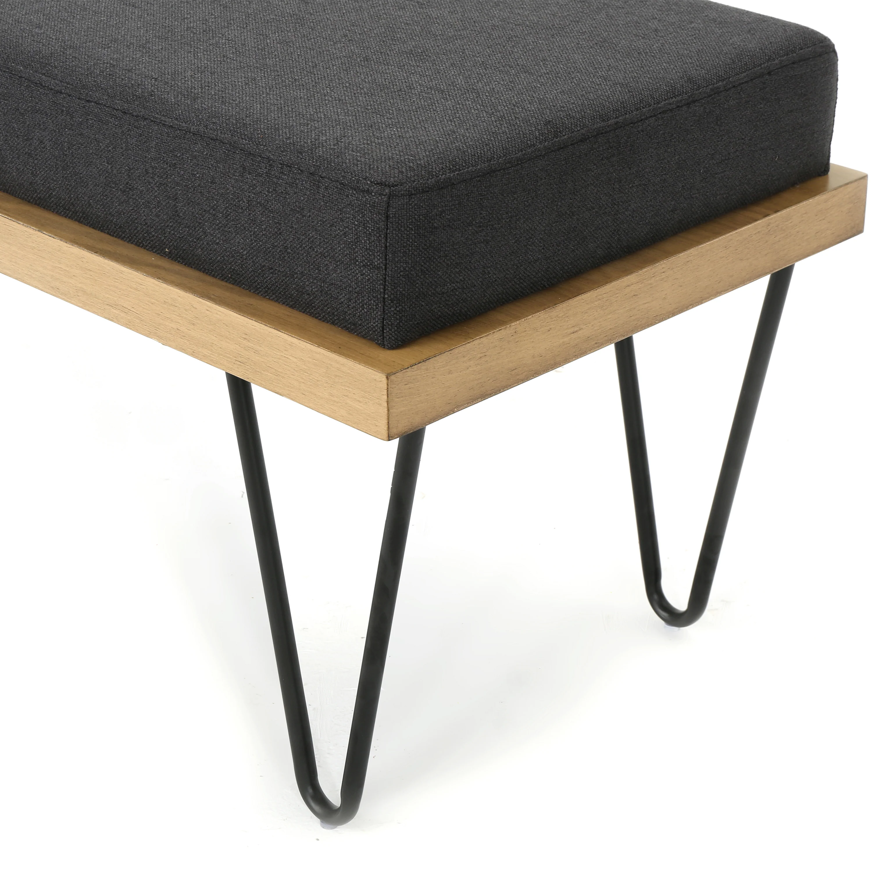 Elaina Industrial Modern Fabric Bench - furnishings