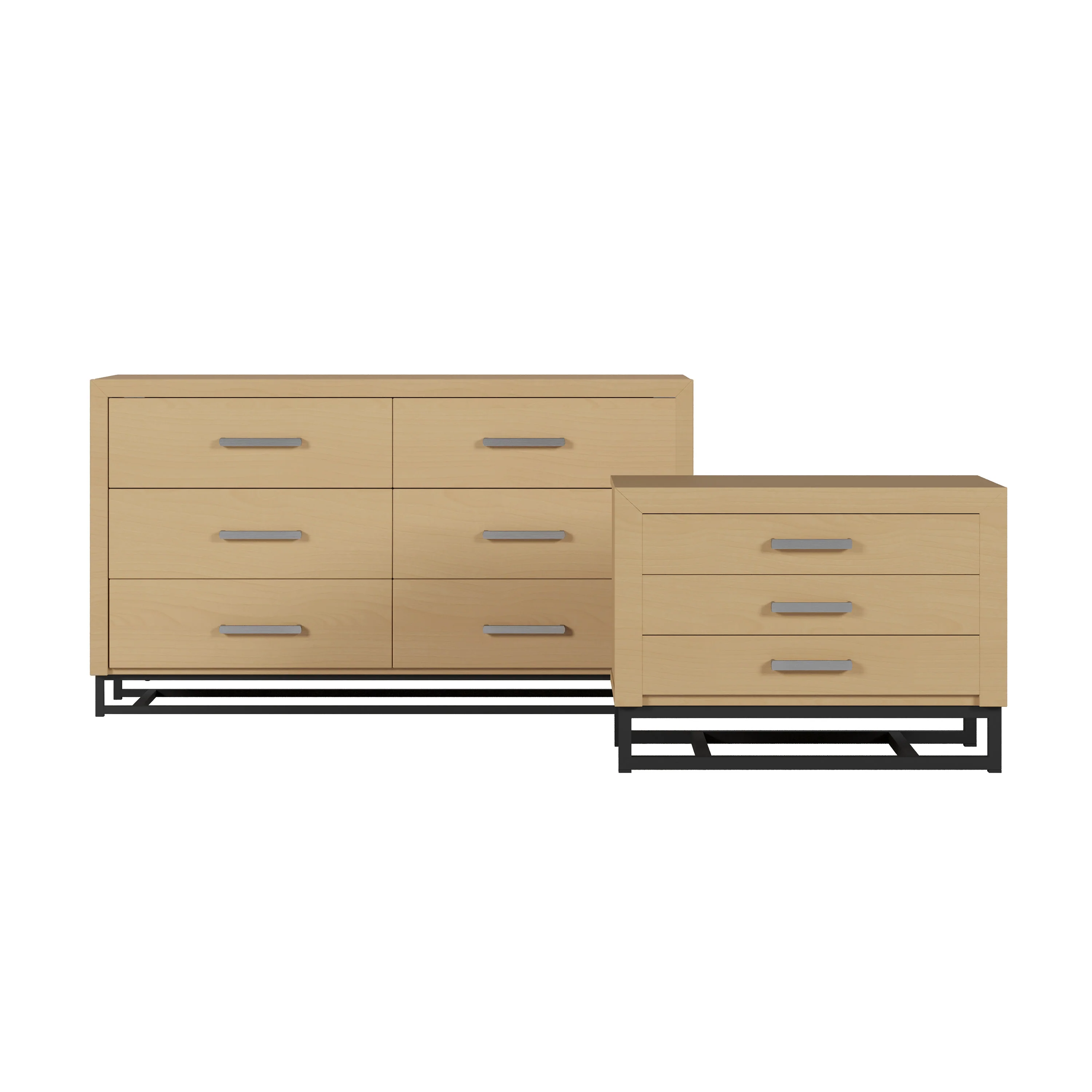 Borah Contemporary Faux Wood 2 Piece Double Dresser and Nightstand Bedroom Set - furnishings