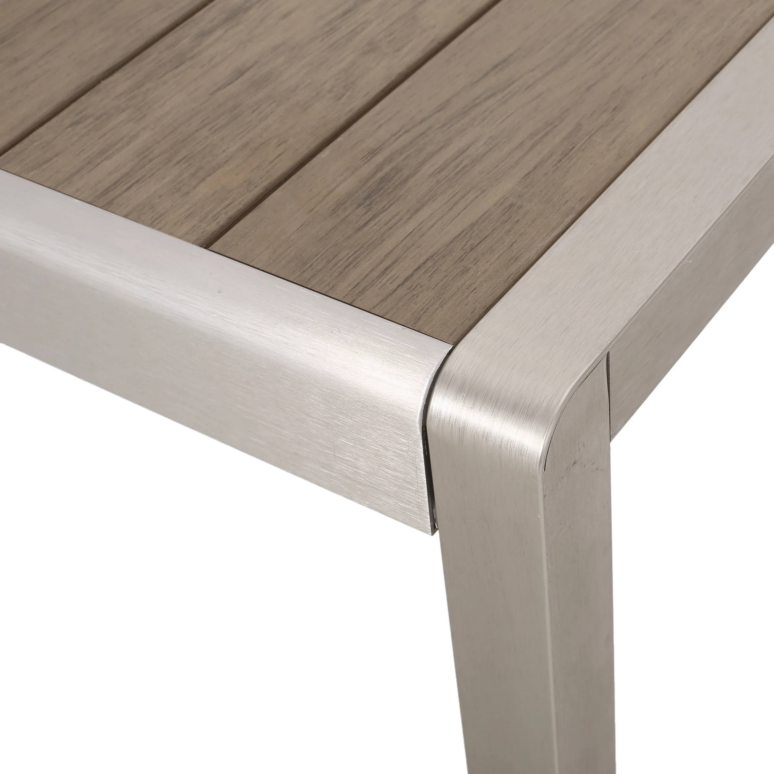 Cherie Outdoor Modern Aluminum Dining Bench with Faux Wood Seat - furnishings