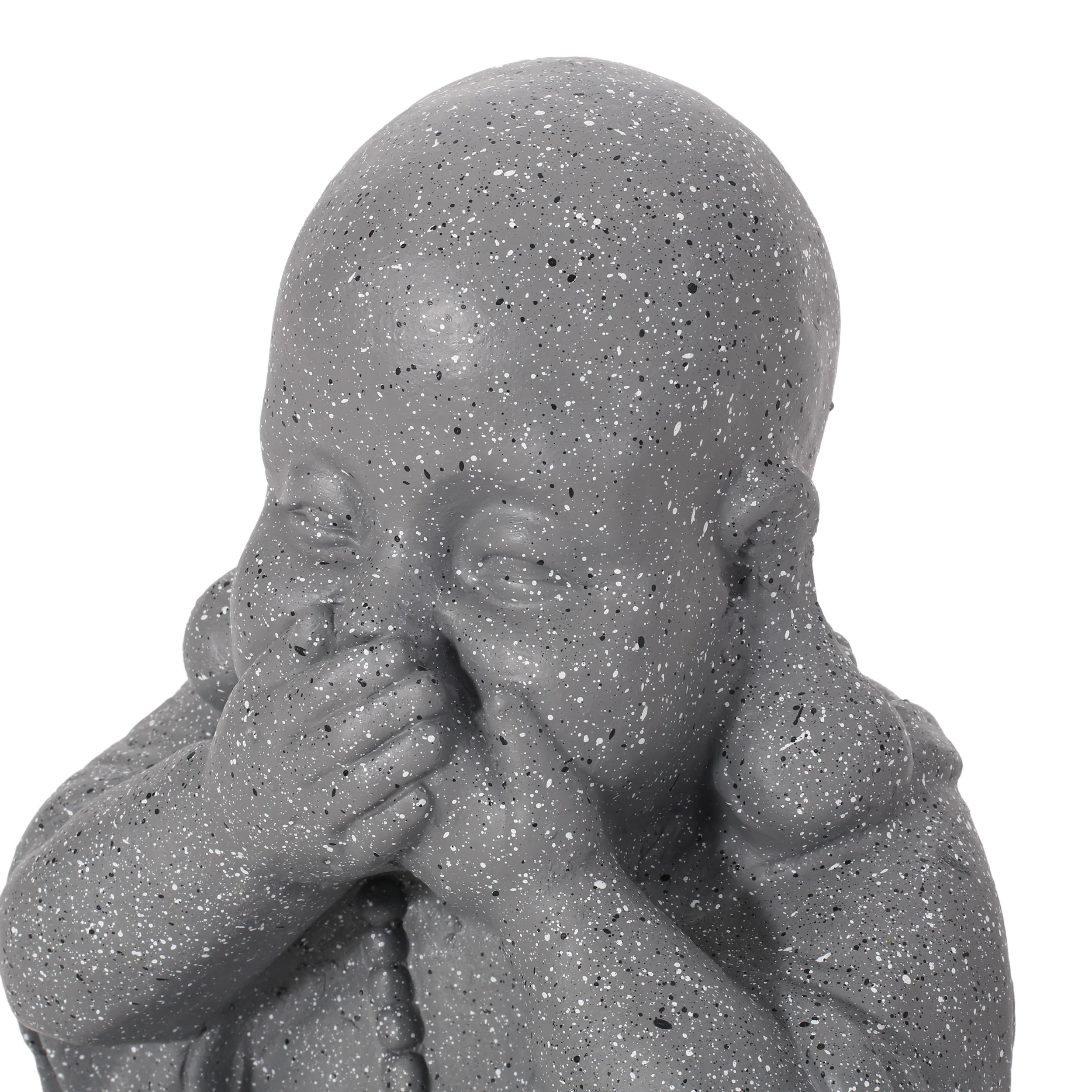Conneaut Outdoor Speak No Evil Monk Garden Statue, Stone Gray - furnishings