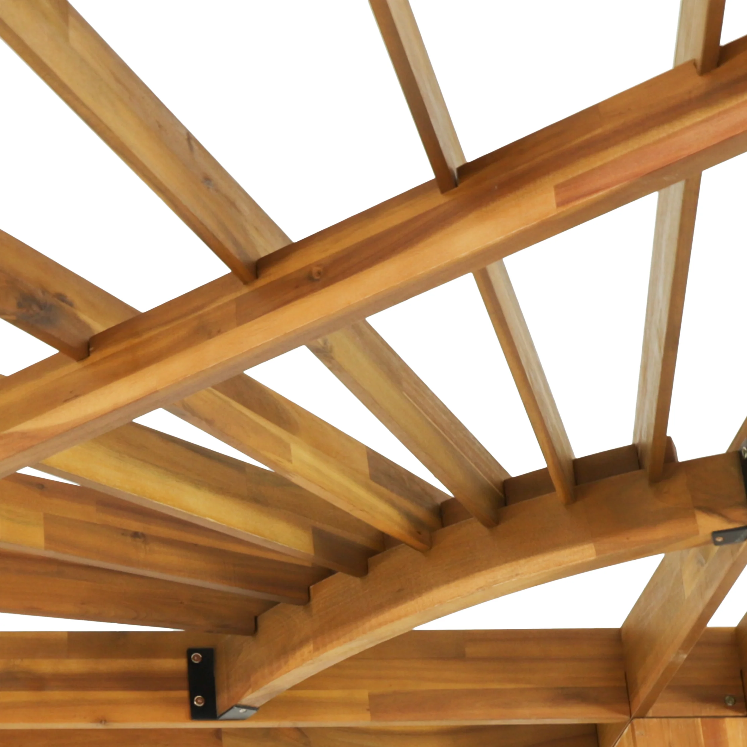 Cardan Outdoor Acacia Wood Triangle Pergola, Teak and Black - furnishings