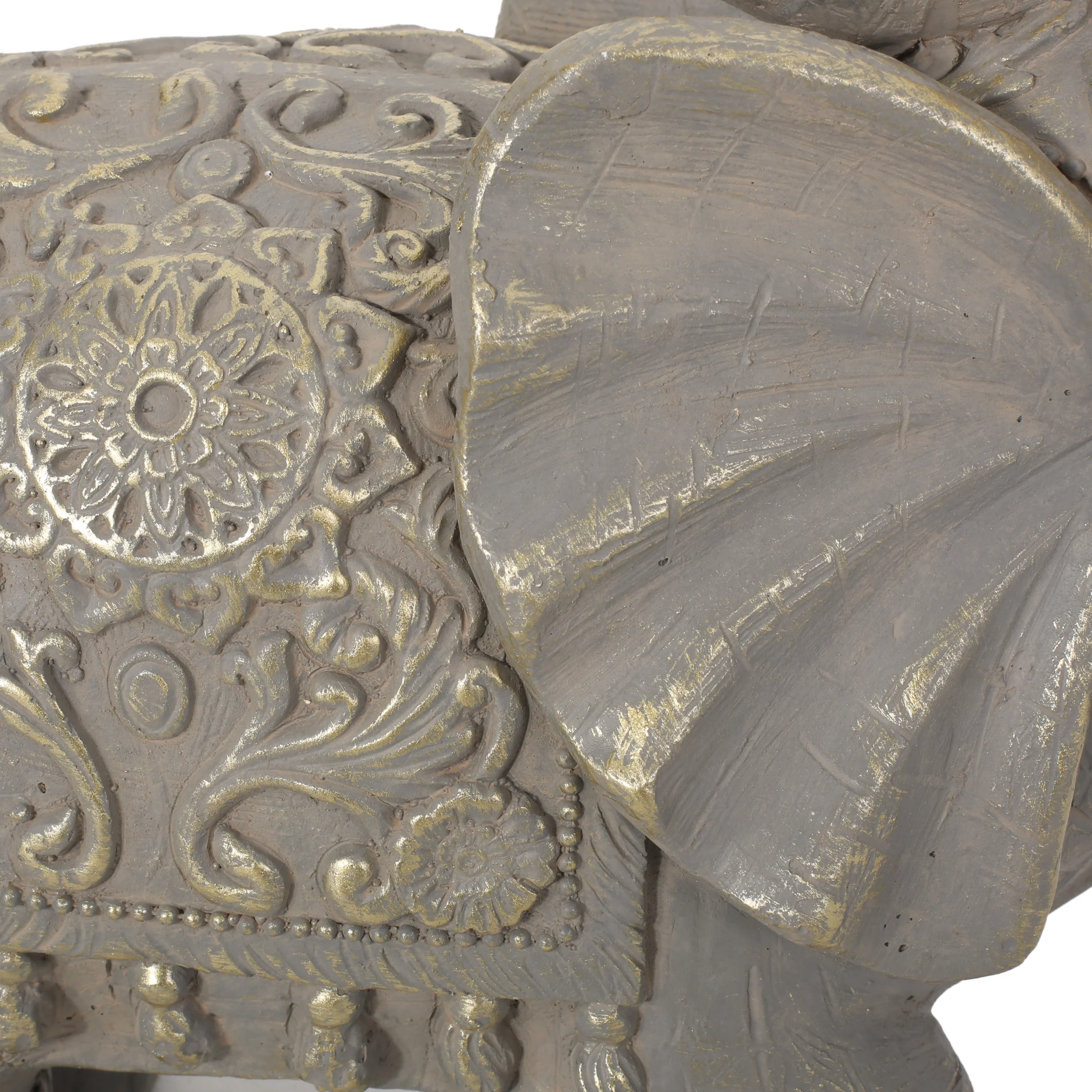 Pierpont Outdoor Elephant Garden Statue, Gray and Gold - furnishings