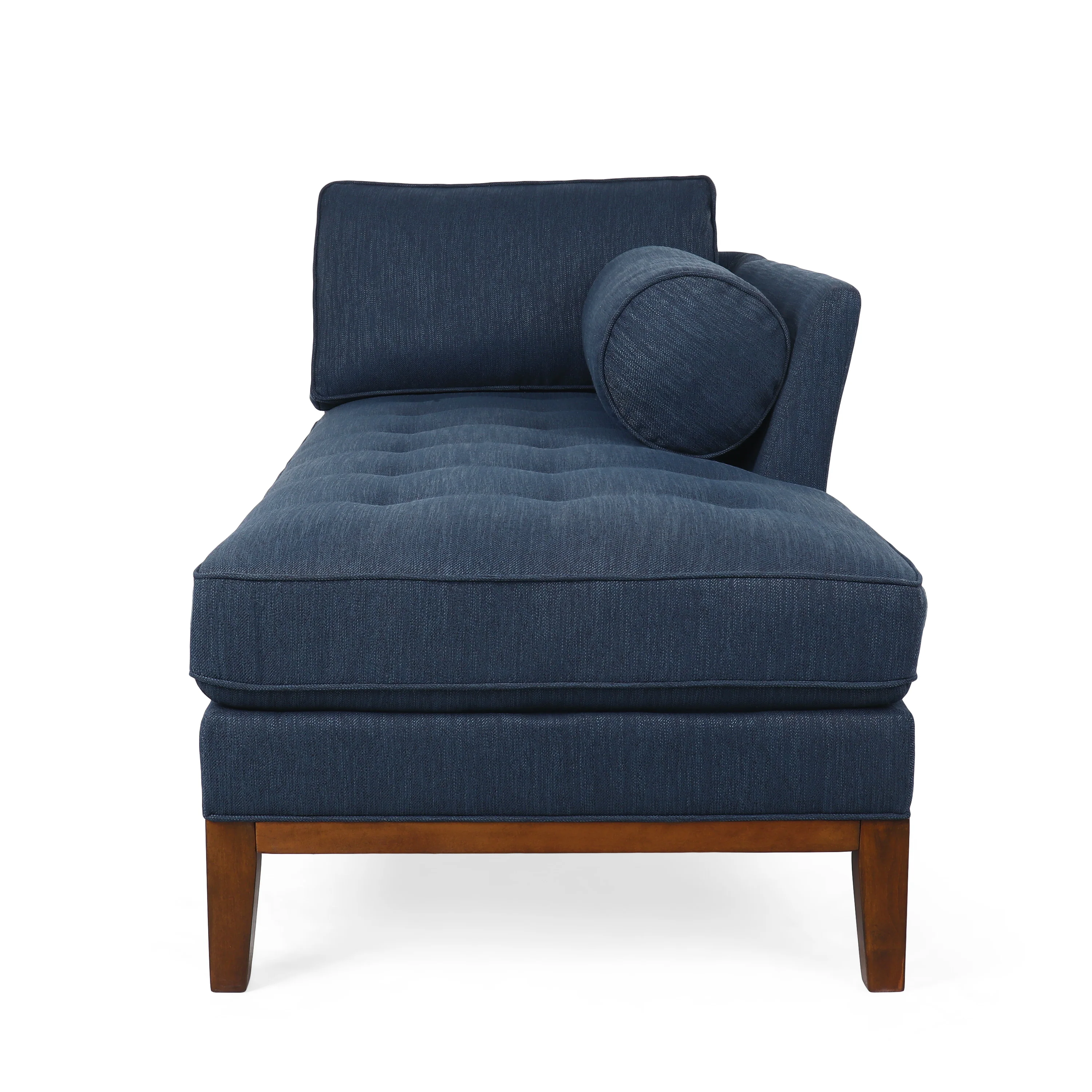 Neel Contemporary Fabric Tufted Chaise Lounge with Bolster Pillow - furnishings