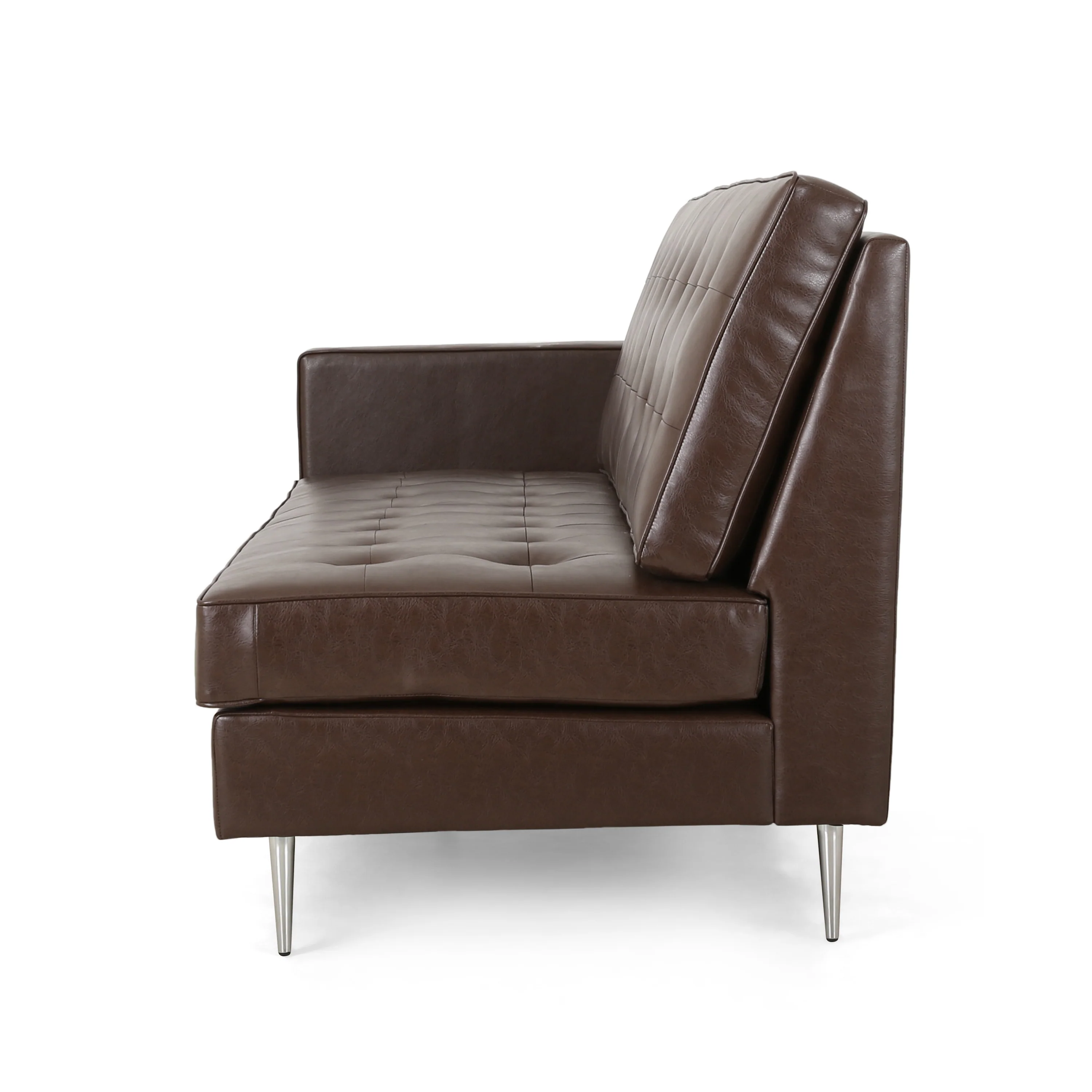 Goliath Contemporary Faux Leather Tufted 5 Seater Sectional Sofa Set - furnishings