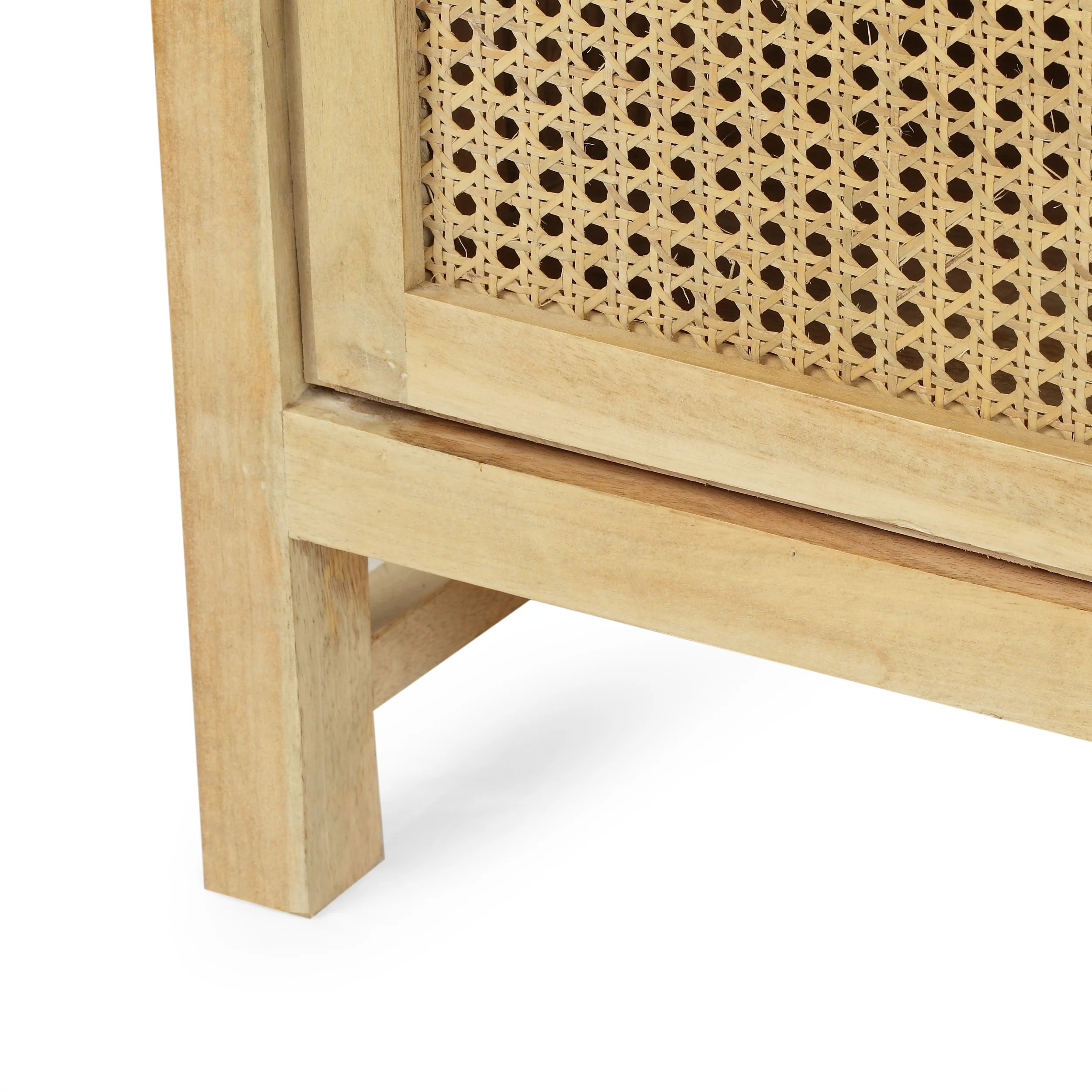 Viola Boho 2 Door Mango Wood Cabinet with Wicker Caning - furnishings
