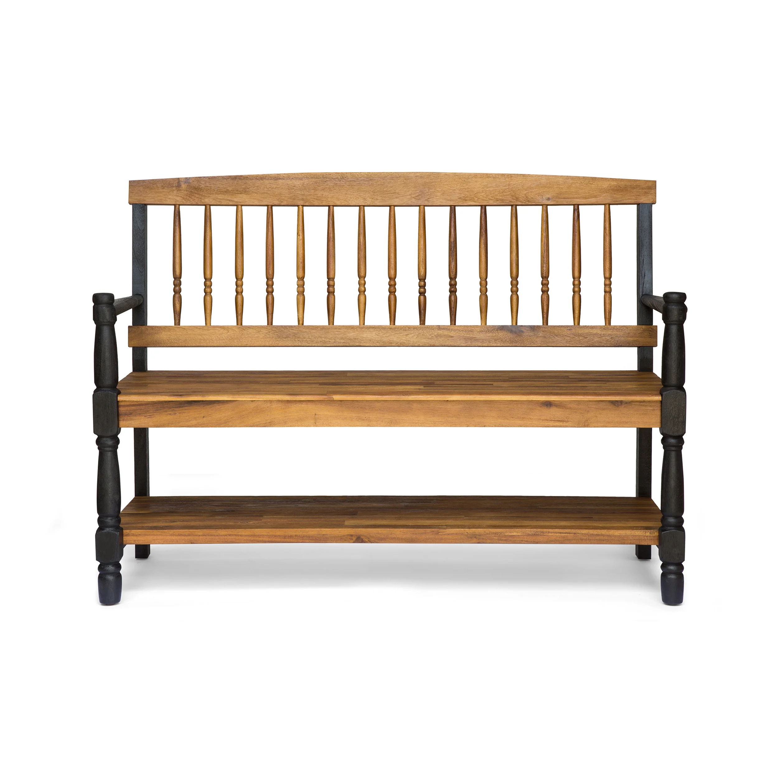 Daphne Outdoor Acacia Wood Bench with Shelf - furnishings
