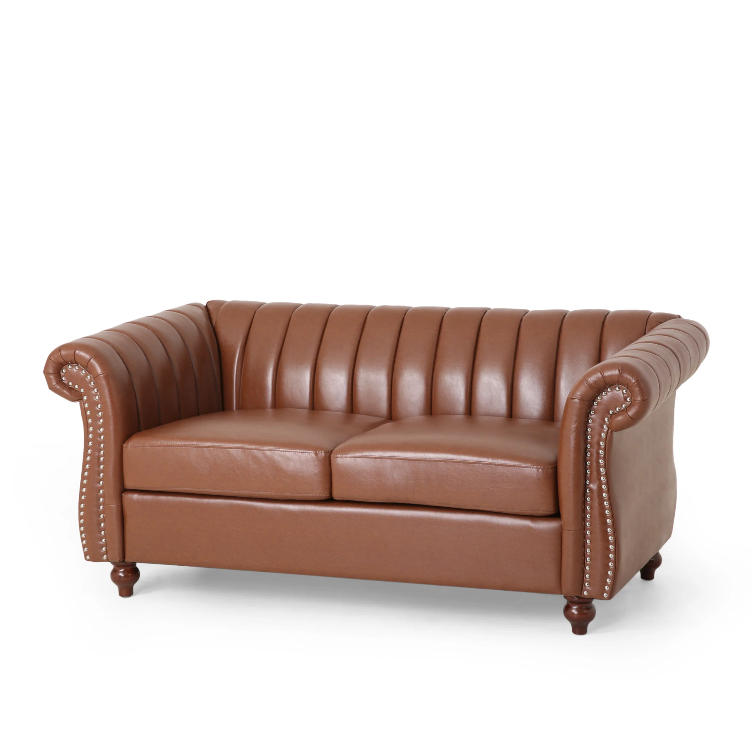 Bauman Modern Glam Channel Stitch Loveseat with Nailhead Trim - furnishings