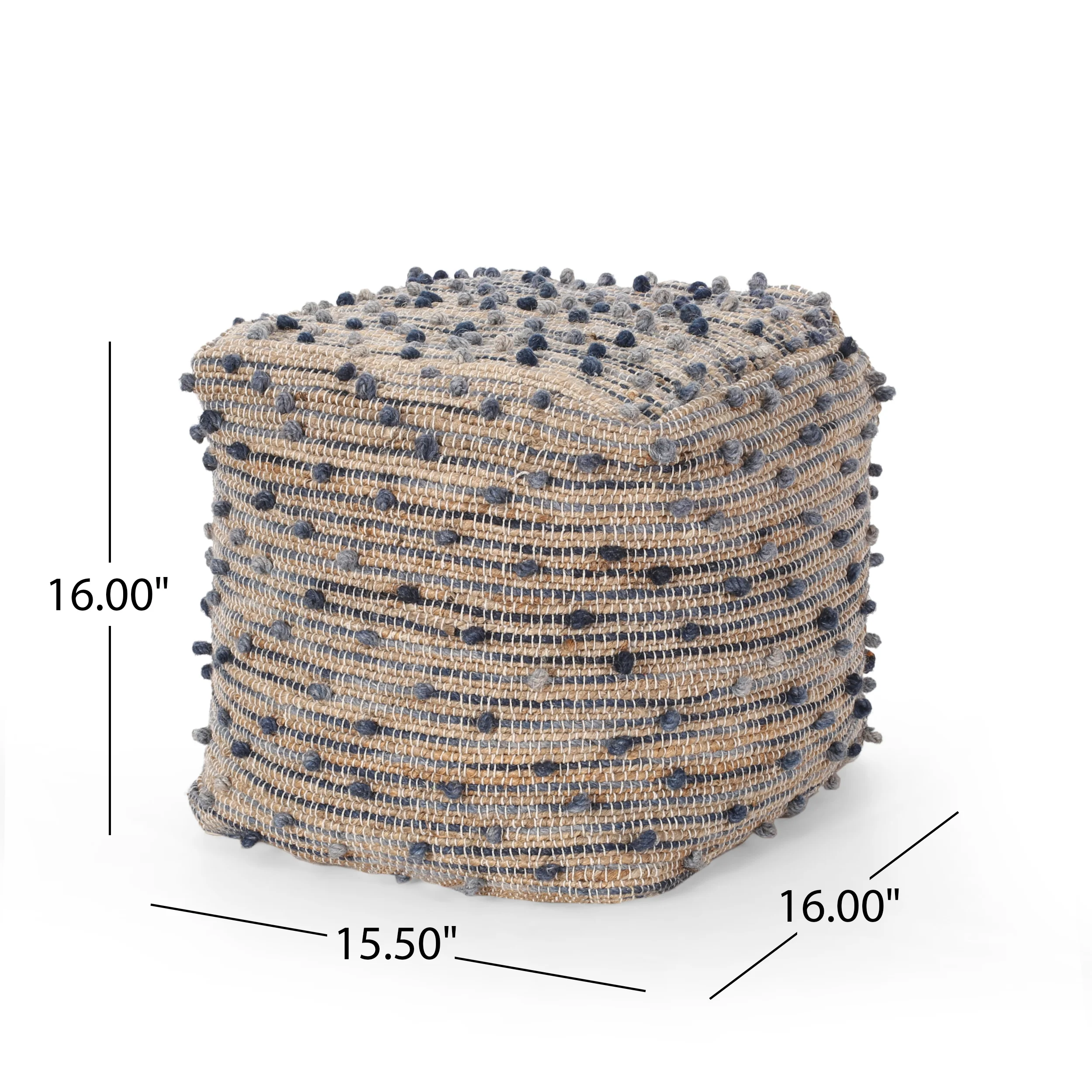 Rainy Boho Jute and Cotton Pouf - furnishings