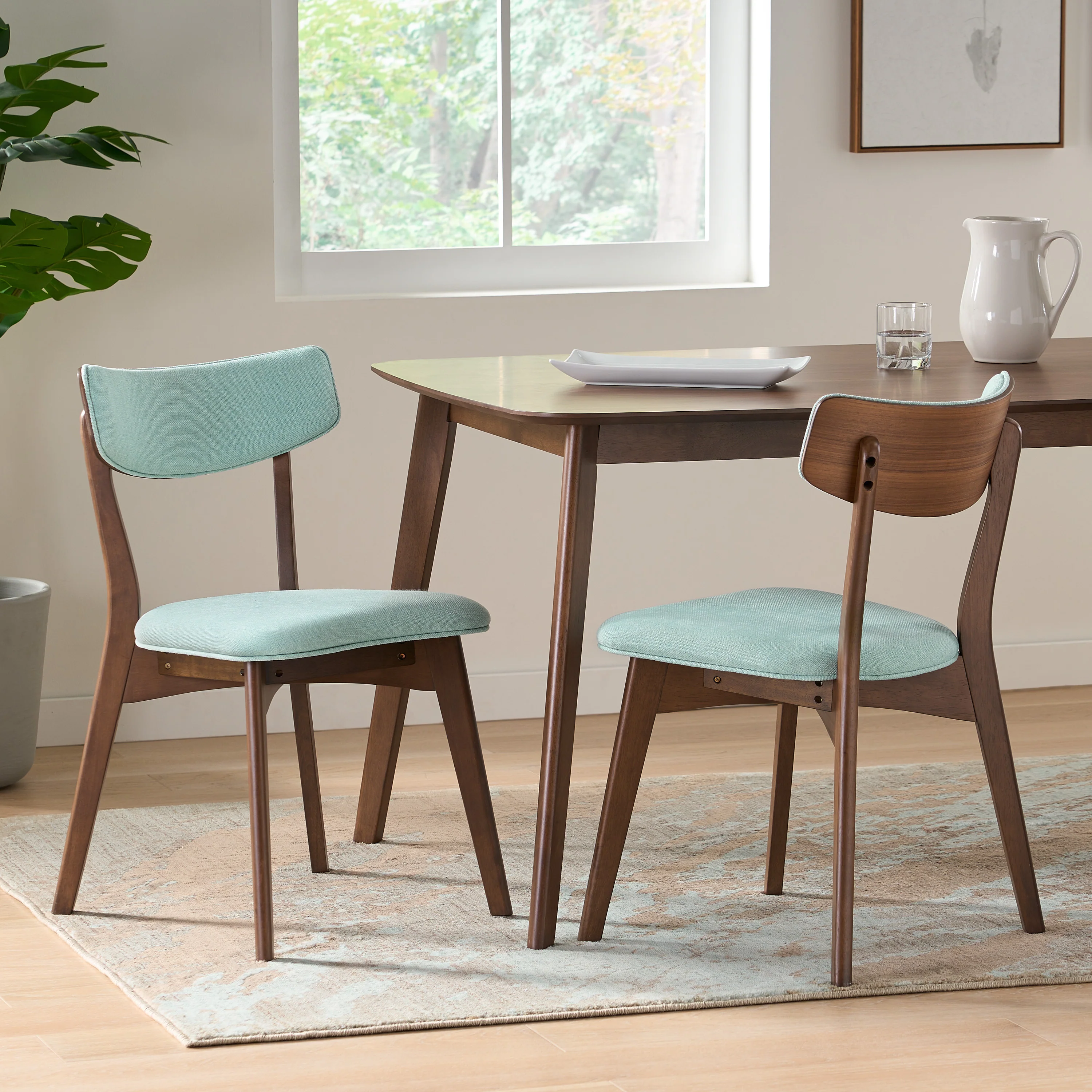 Turat Mid-Century Walnut Finished Frame Dining Chairs (Set of 2) - furnishings