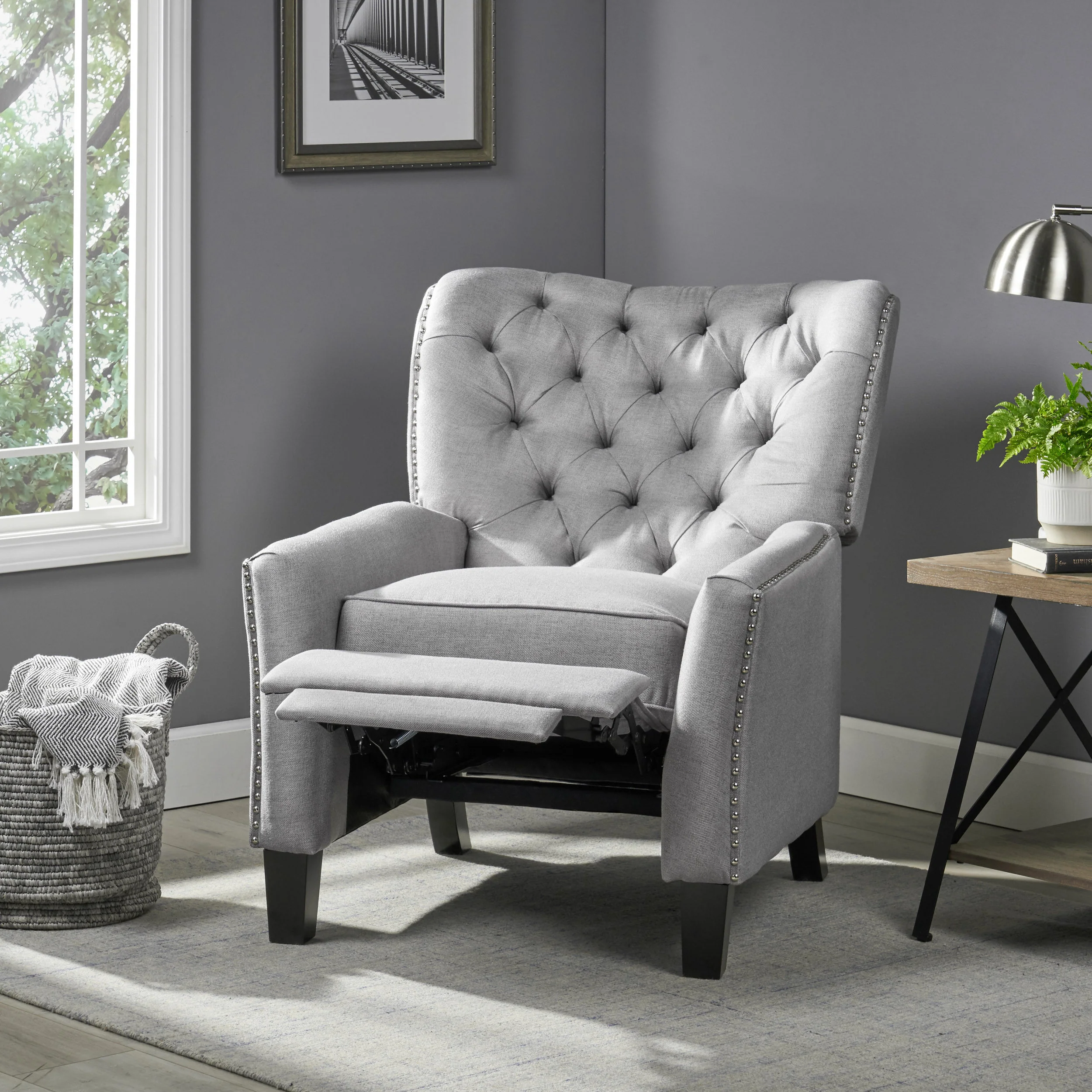 Carlyle Tufted Back Fabric Recliner Armchair - furnishings