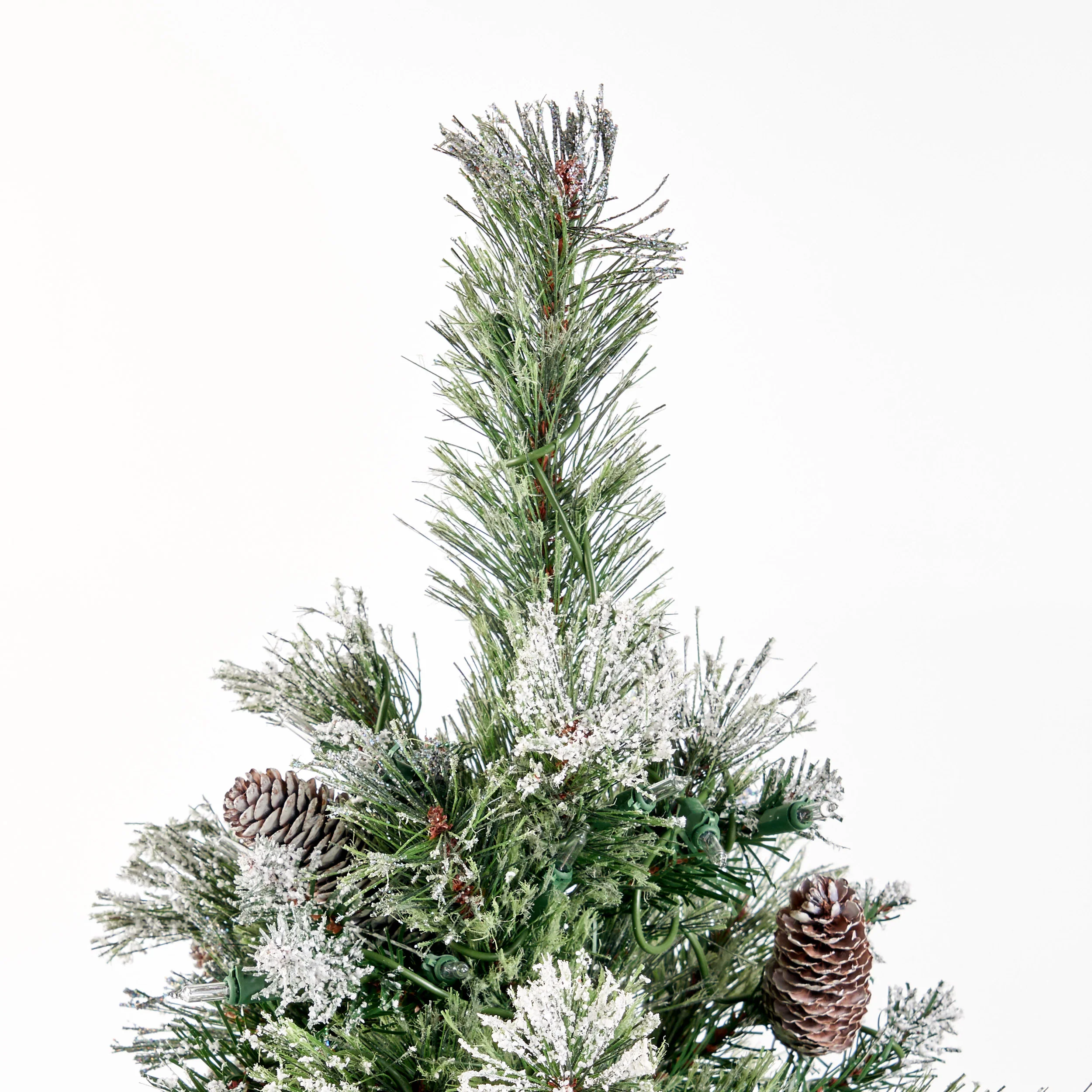 4.5-foot Cashmere Pine and Mixed Needles Hinged Artificial Christmas Tree with Snow and Glitter Branches and Frosted Pinecones - furnishings