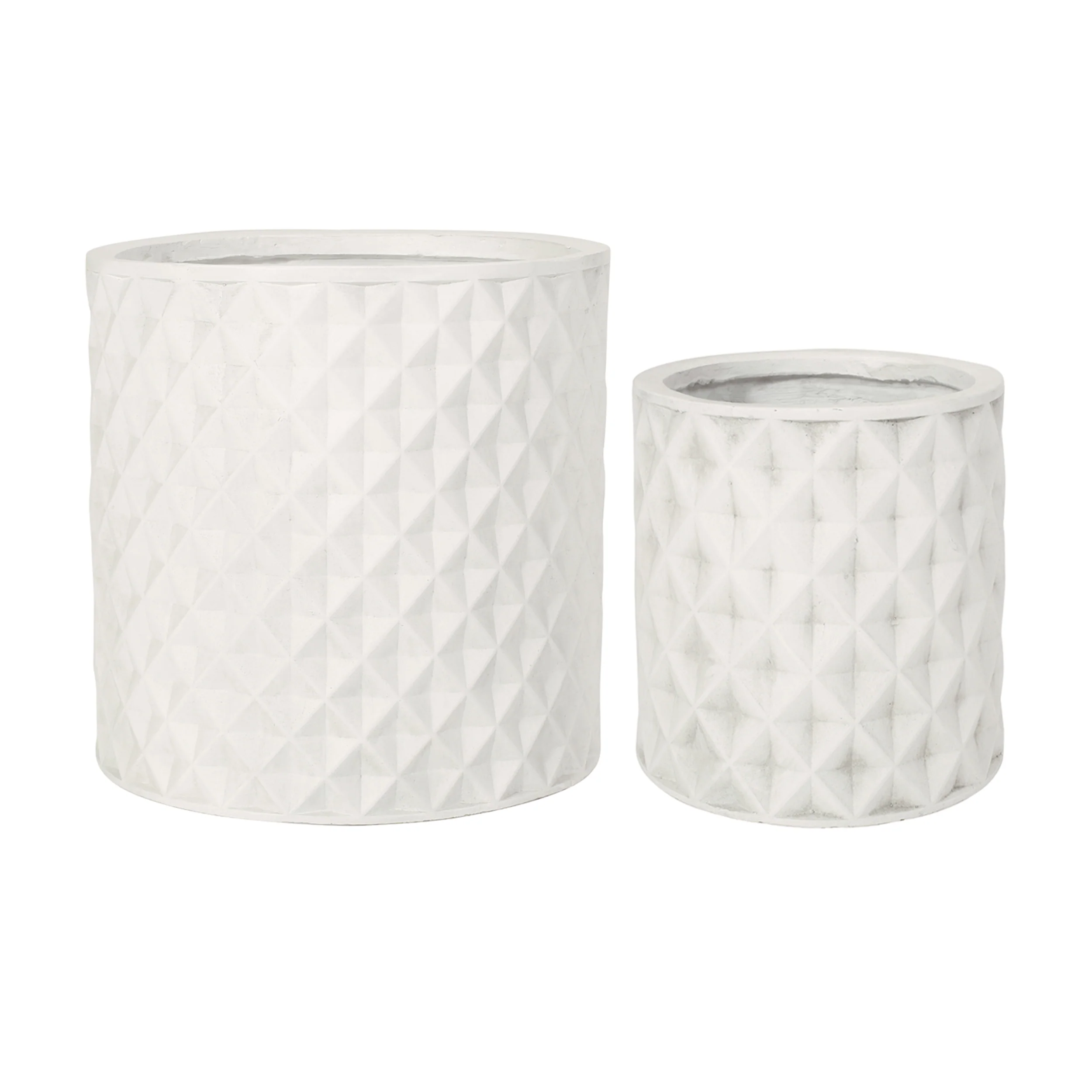 Wilbert Outdoor Small and Large Cast Stone Planter Set, Antique White - furnishings
