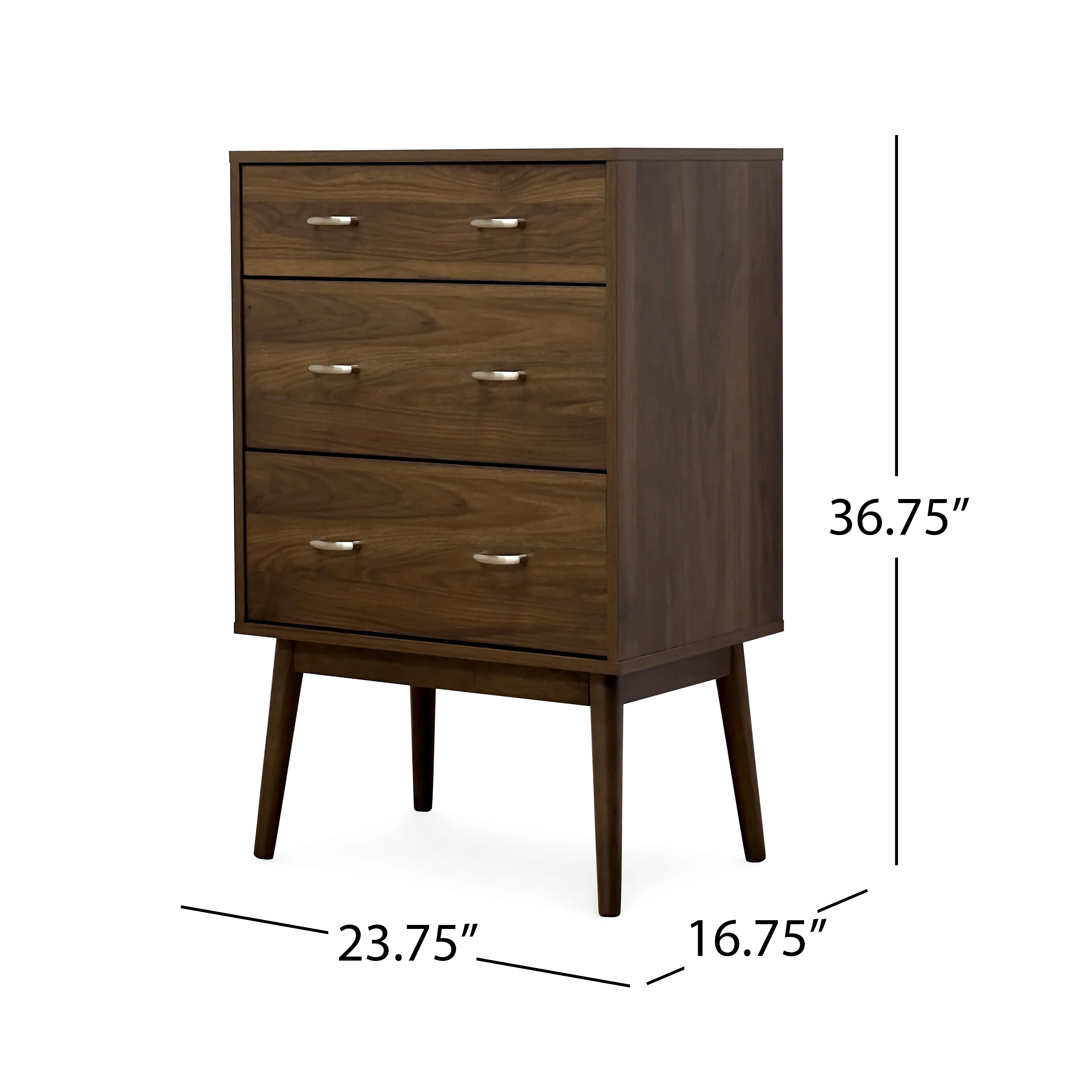 Wilbur Mid Century Modern Wooden 3 Drawer Chest - furnishings
