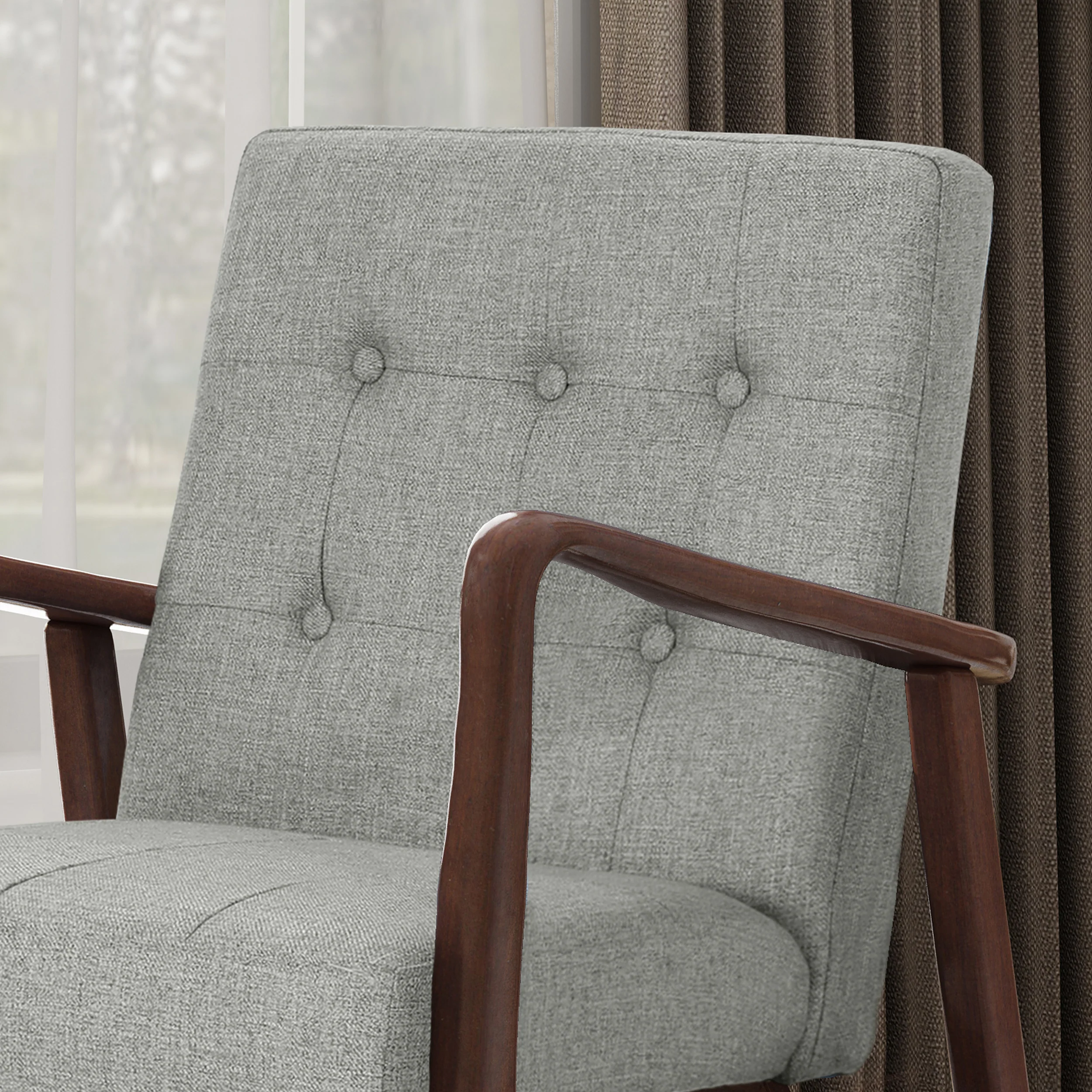 Callisto Fabric Mid-Century Birch Club Chair - furnishings