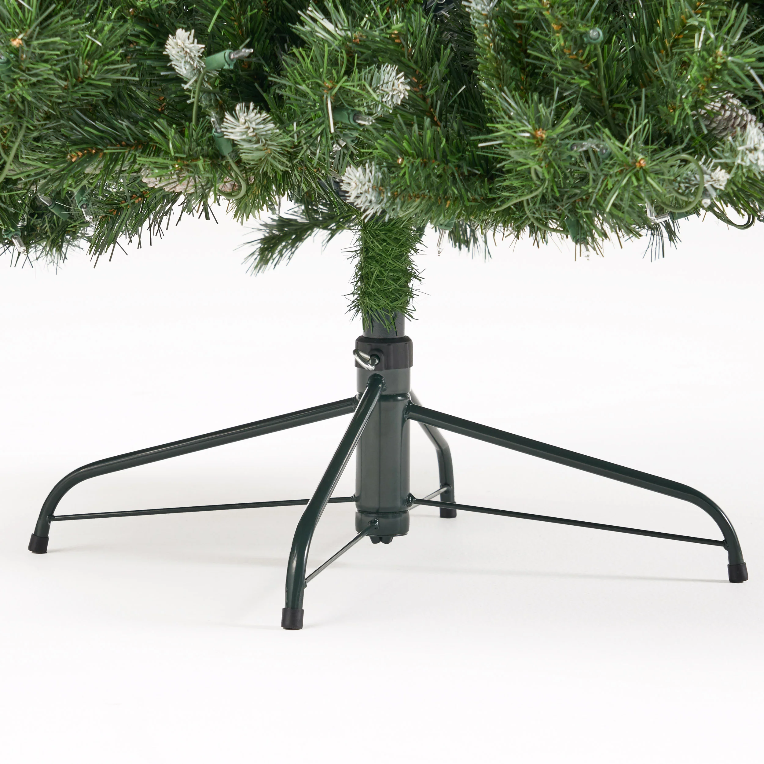 7-foot Mixed Spruce Pre-Lit Clear LED Hinged Artificial Christmas Tree with Frosted Branches - furnishings