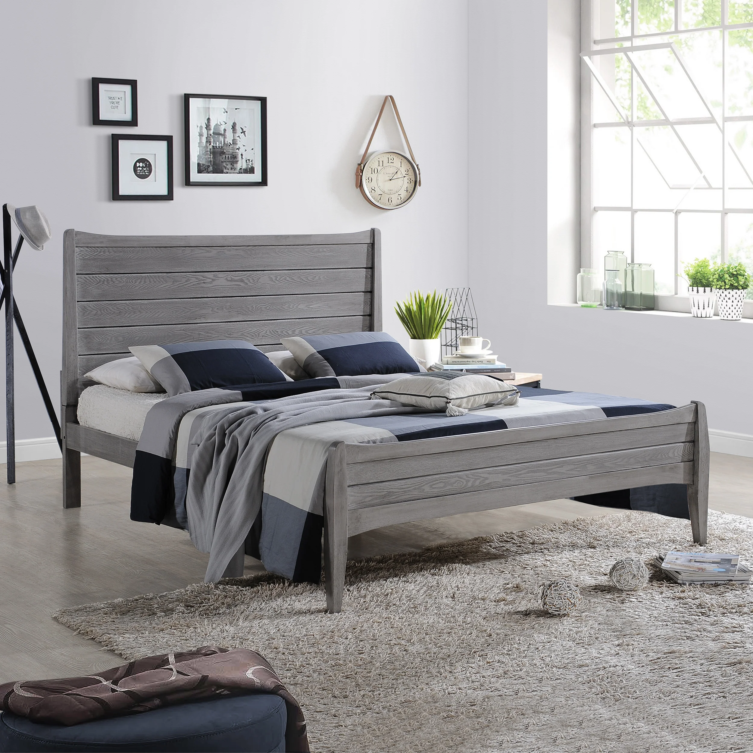 Lakshana Rustic Wooden Queen Platform Bed - furnishings