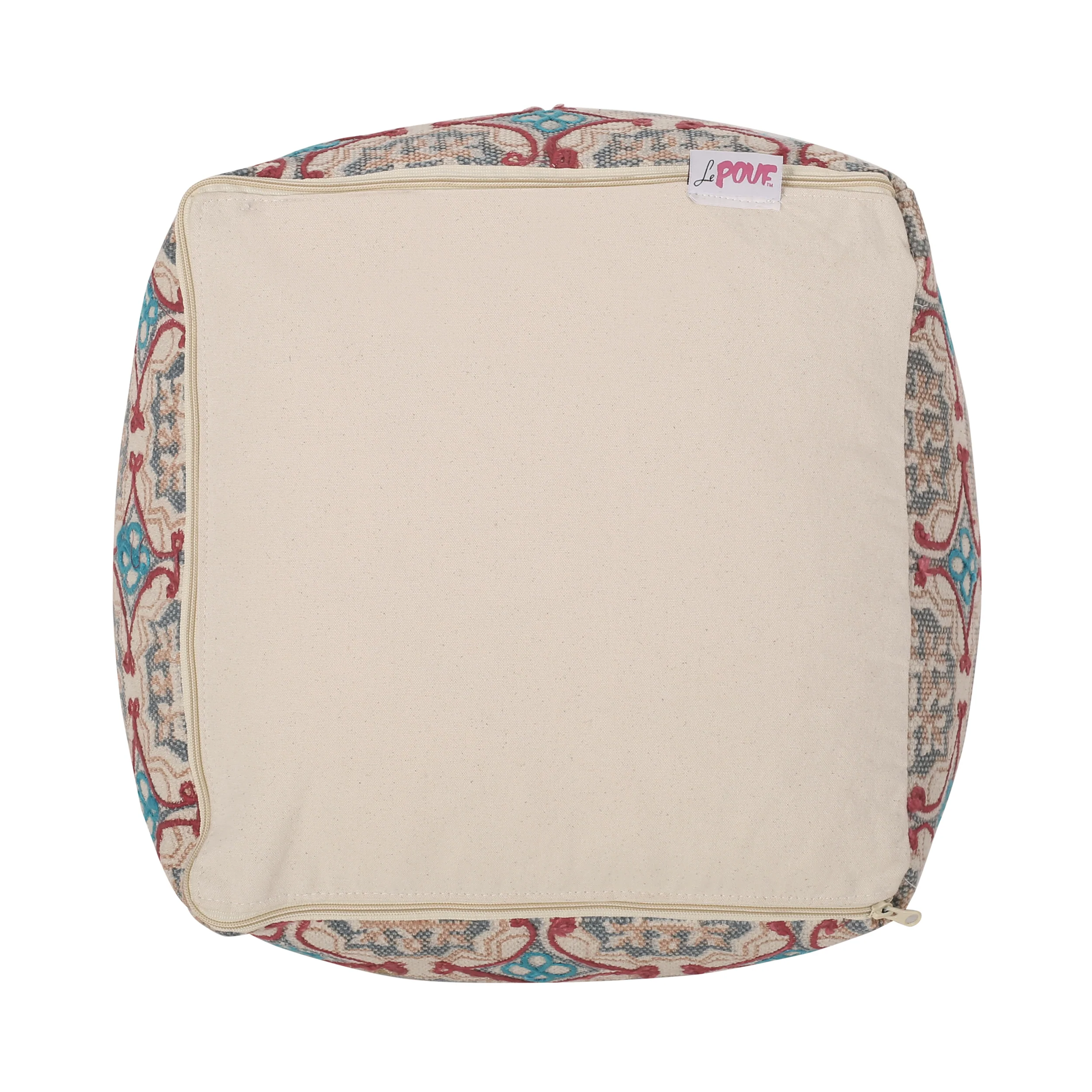 Newalla Handcrafted Boho Fabric Cube Pouf - furnishings