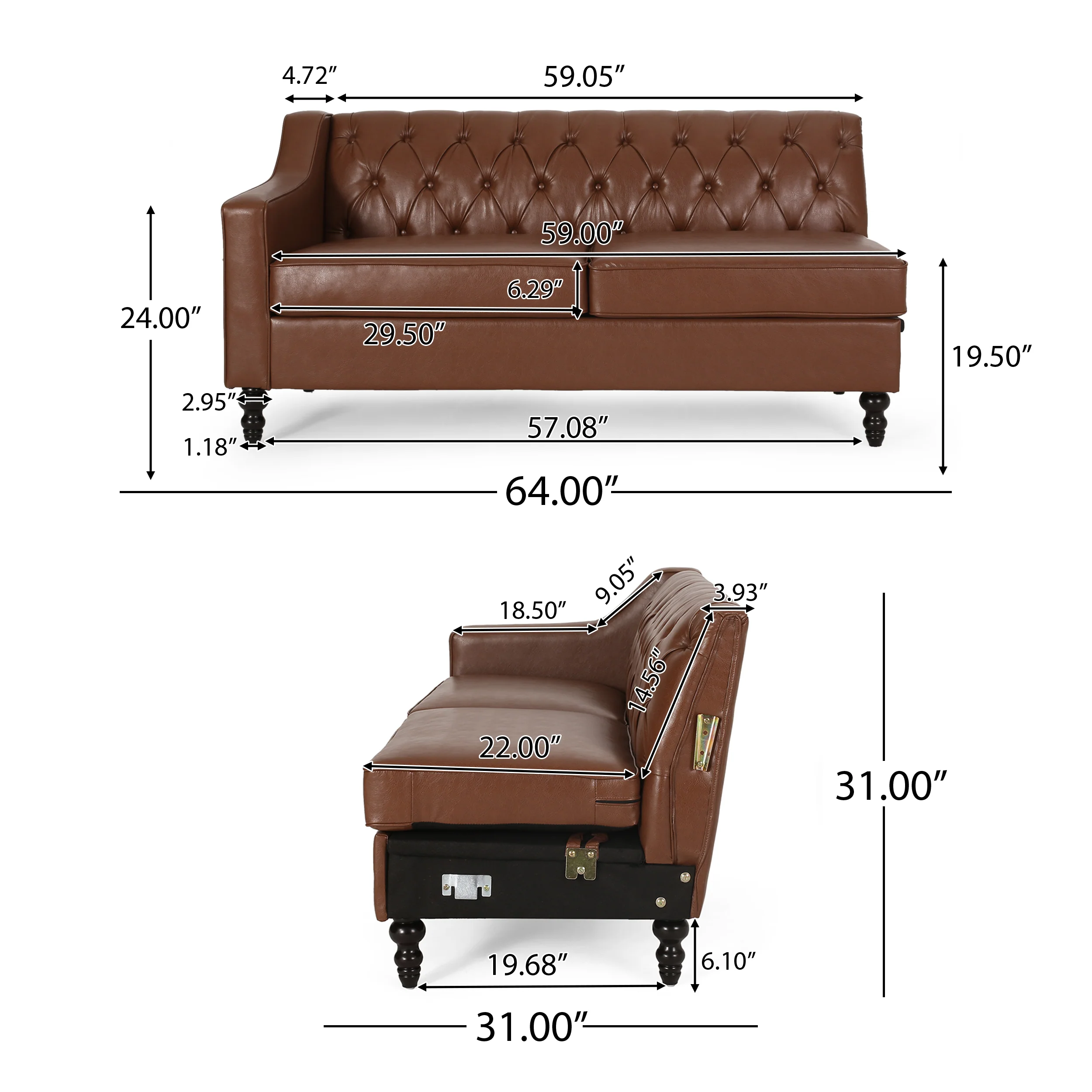 Bluewater Contemporary Tufted Chaise Sectional - furnishings