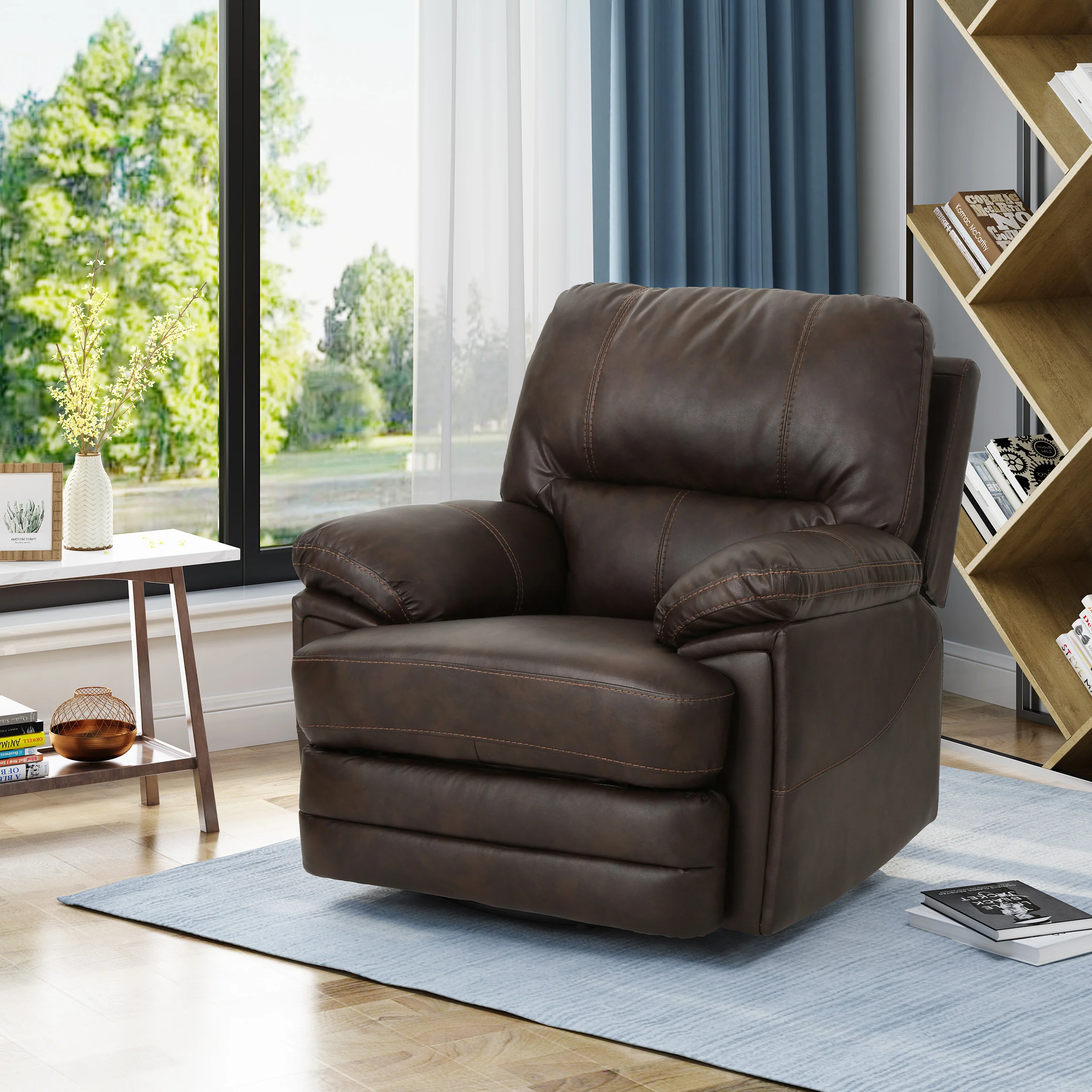 Laurent Bubba Leather Swivel Power Recliner - furnishings