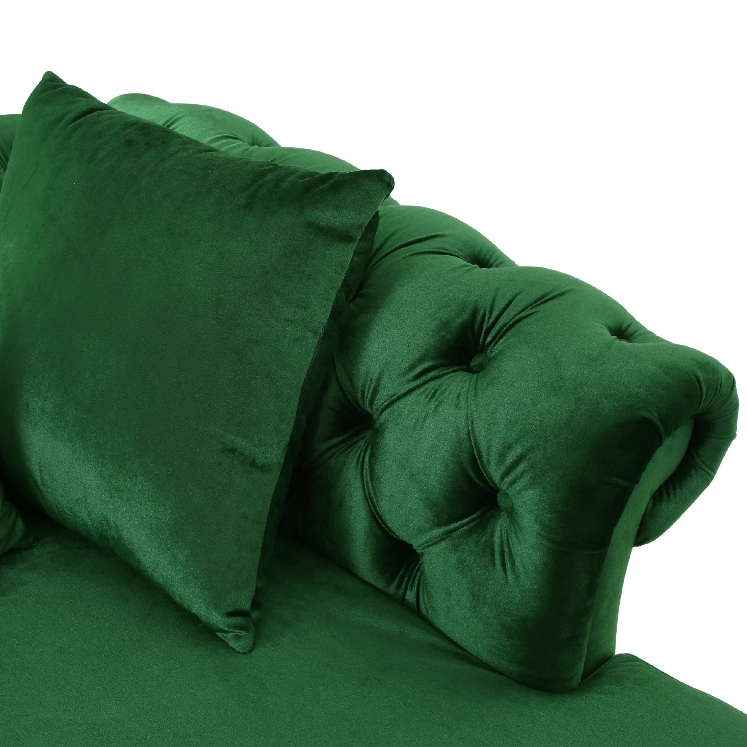 Harrisville Modern Glam Tufted Velvet Tete-a-Tete Chaise Lounge with Accent Pillows - furnishings