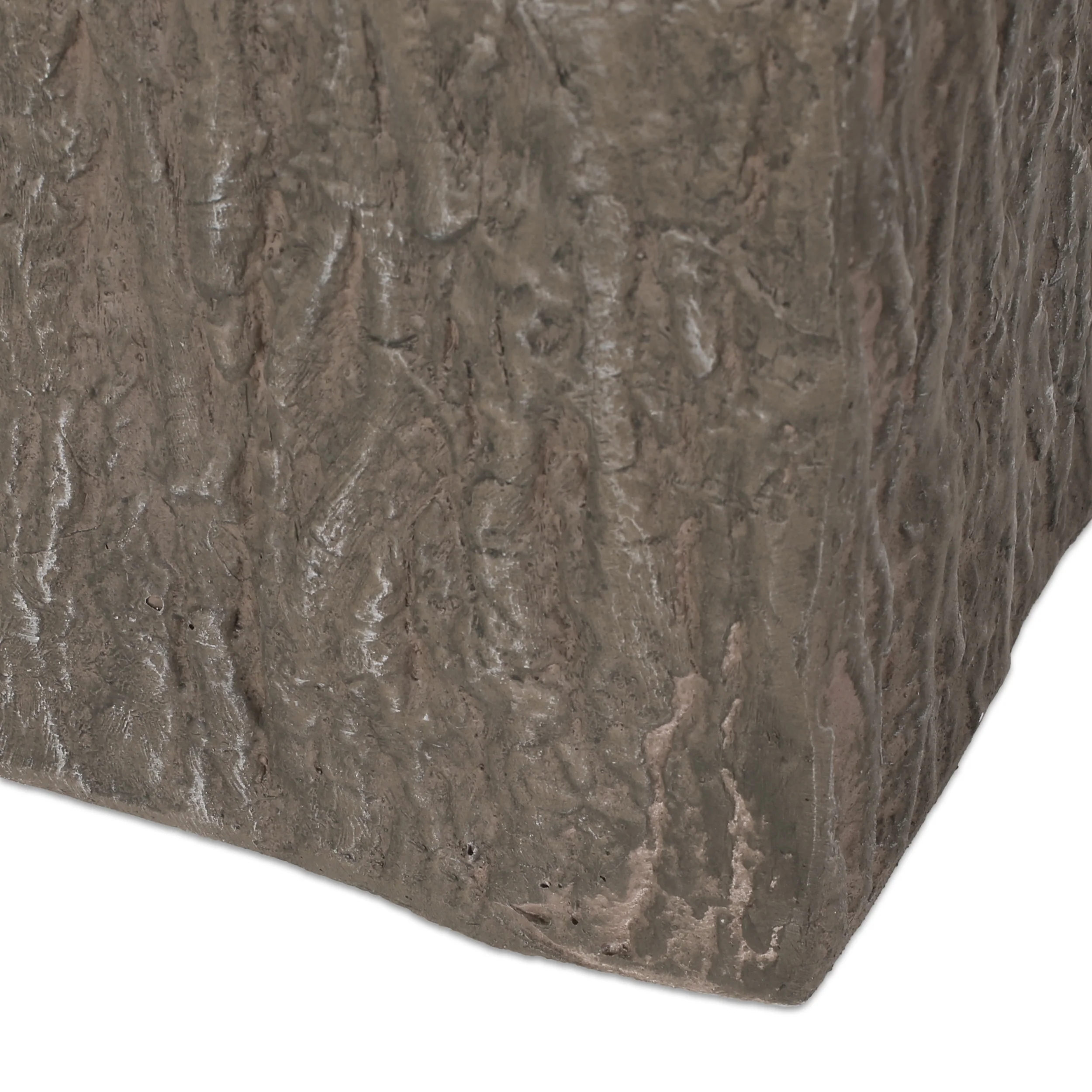 Berkamn Outdoor Medium and Small Cast Stone Planters, Set of 2, Brown Wood - furnishings